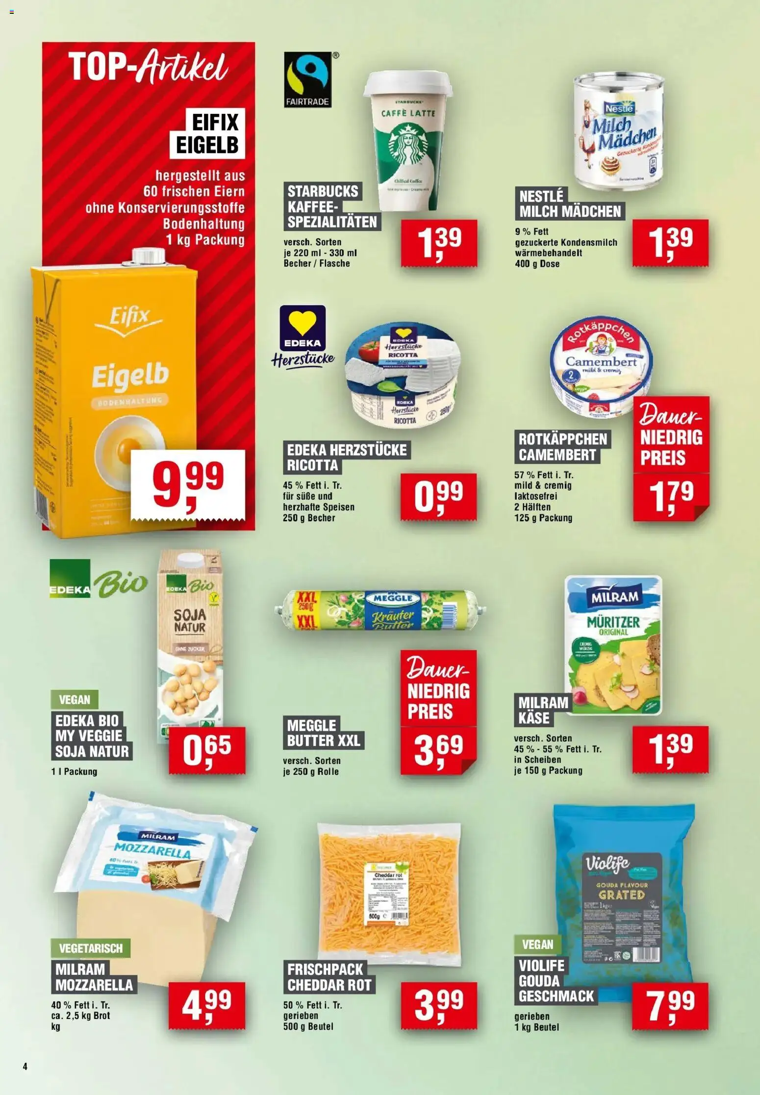 Edeka Prospekt Titisee (ab 20.08.2026) » Angebote Online | Seite: 4 | Produkte: Milch, Käse, Mozzarella, Camembert