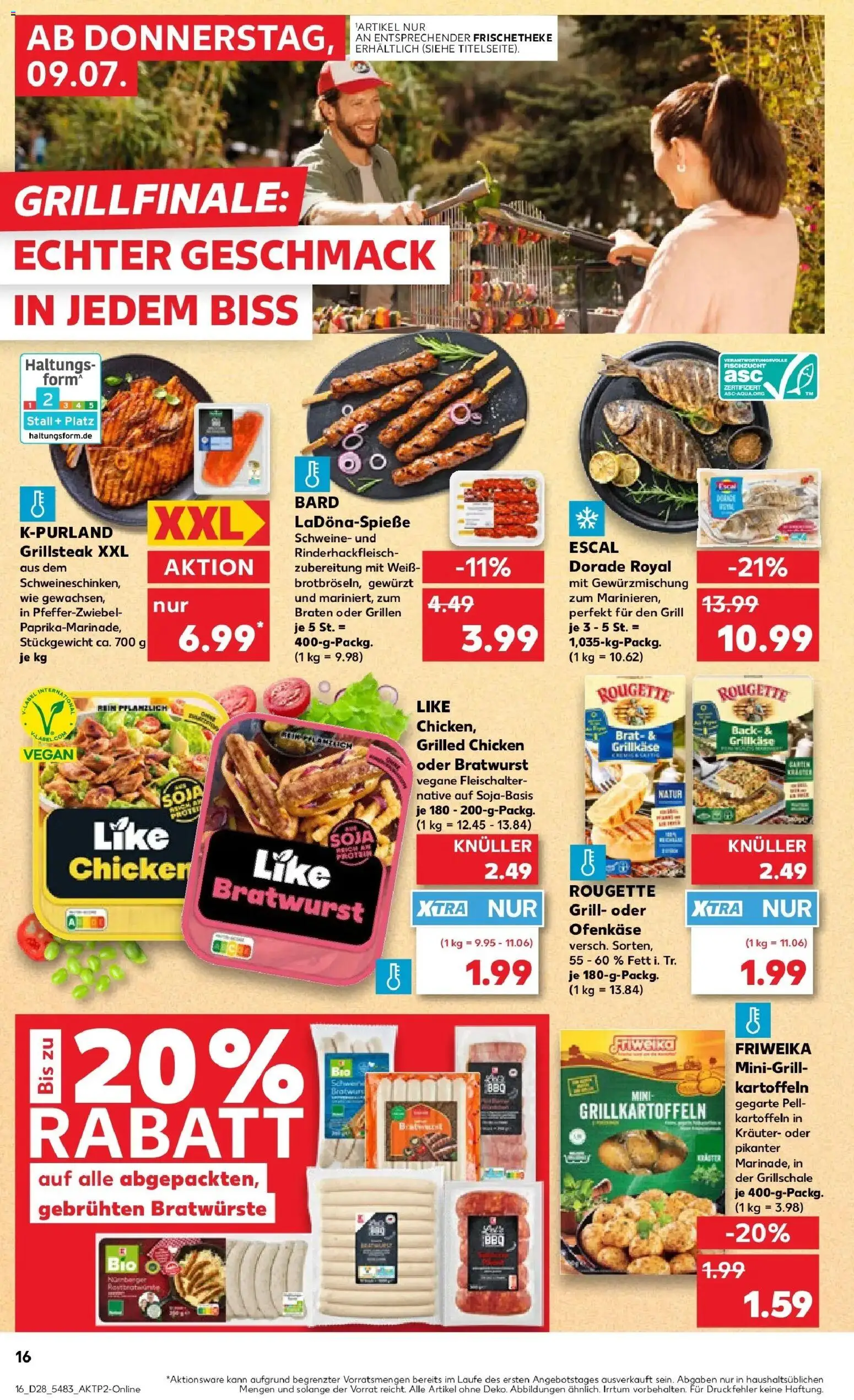 Kaufland Prospekt Mainz – gültig ab 09.07.2026 | Seite: 16 | Produkte: Dorade, Grill, Bratwurst, Kartoffeln