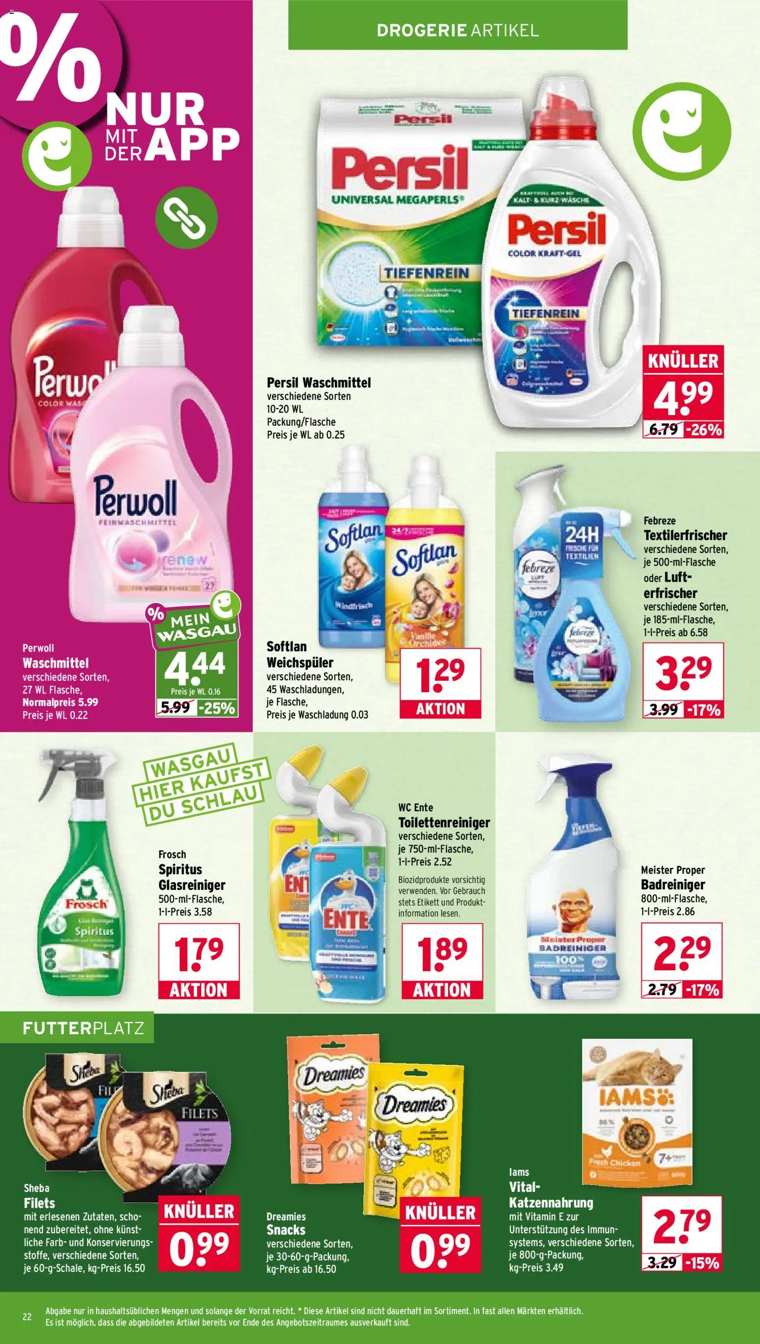 Wasgau Prospekt – gültig ab 14.09.2026 | Seite: 22 | Produkte: Perwoll, Weichspüler, Waschmittel, Persil