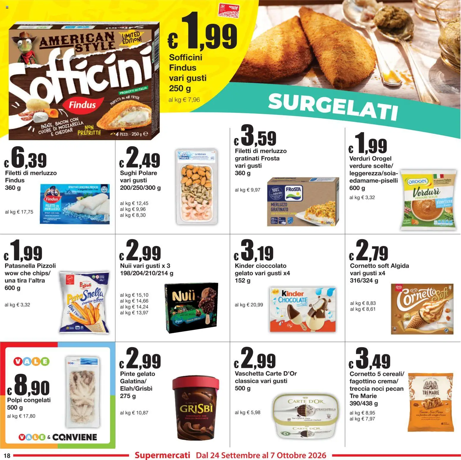 Volantino Sì con Te del 24/09/2026 | Pagina: 18 | Prodotti: Merluzzo, Gelato, Cheddar, Noci