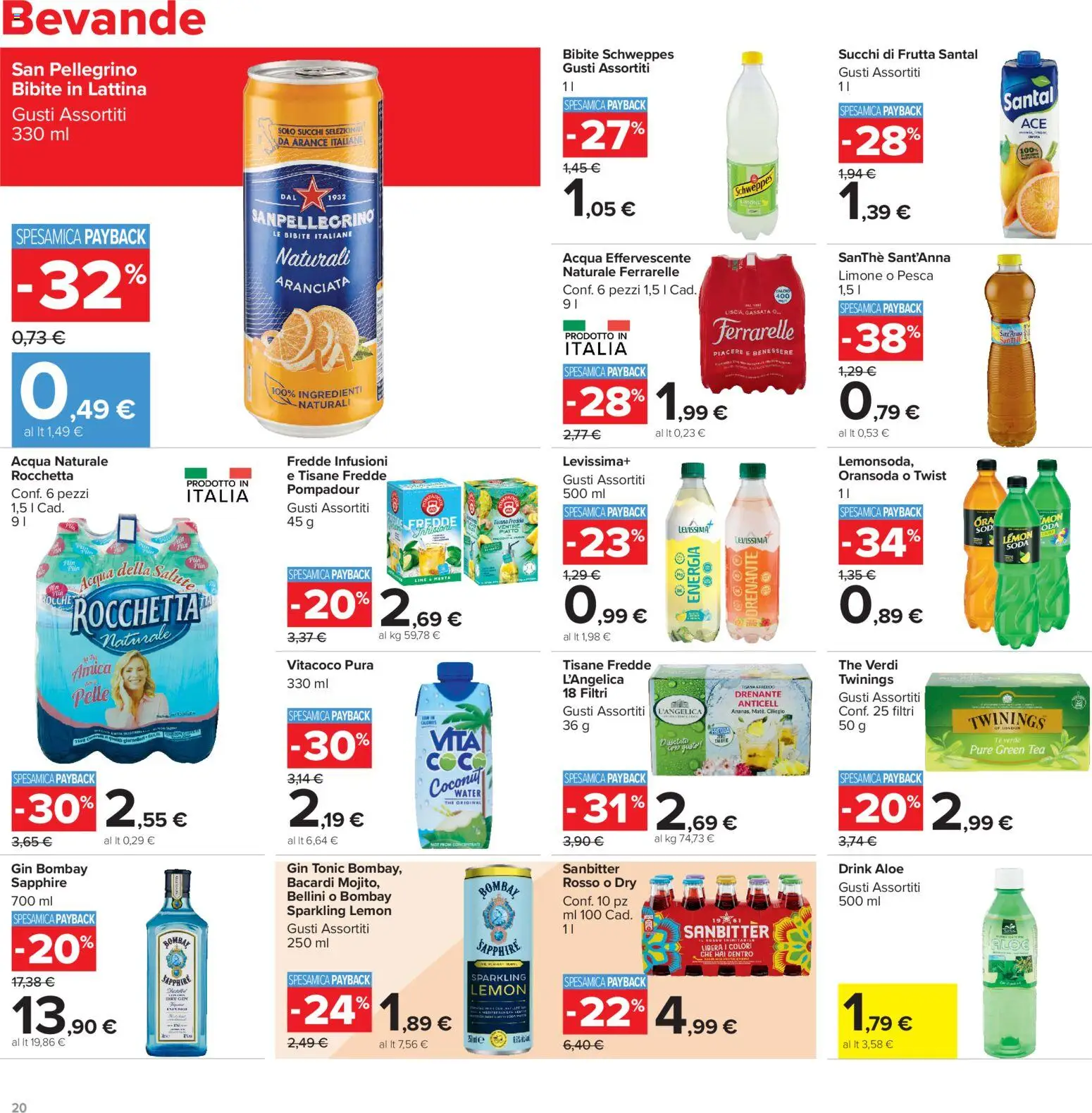 Volantino Carrefour del 13/07/2026 | Pagina: 20 | Prodotti: Arance, Gin, Infusione, Bibite