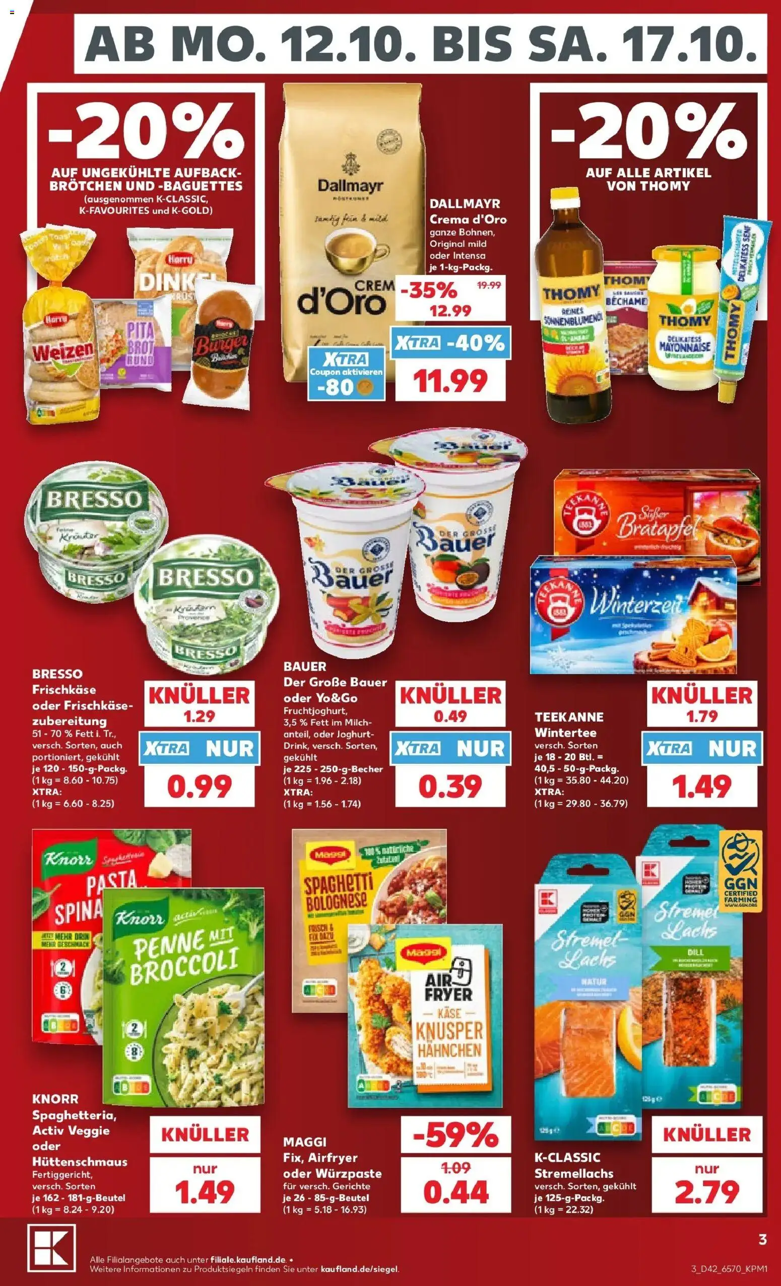 Prospekt Kaufland ab 12.10.2026 » Angebote Online zum Blättern | Seite: 7 | Produkte: Hahnchen, Milch, Lachs, Pasta