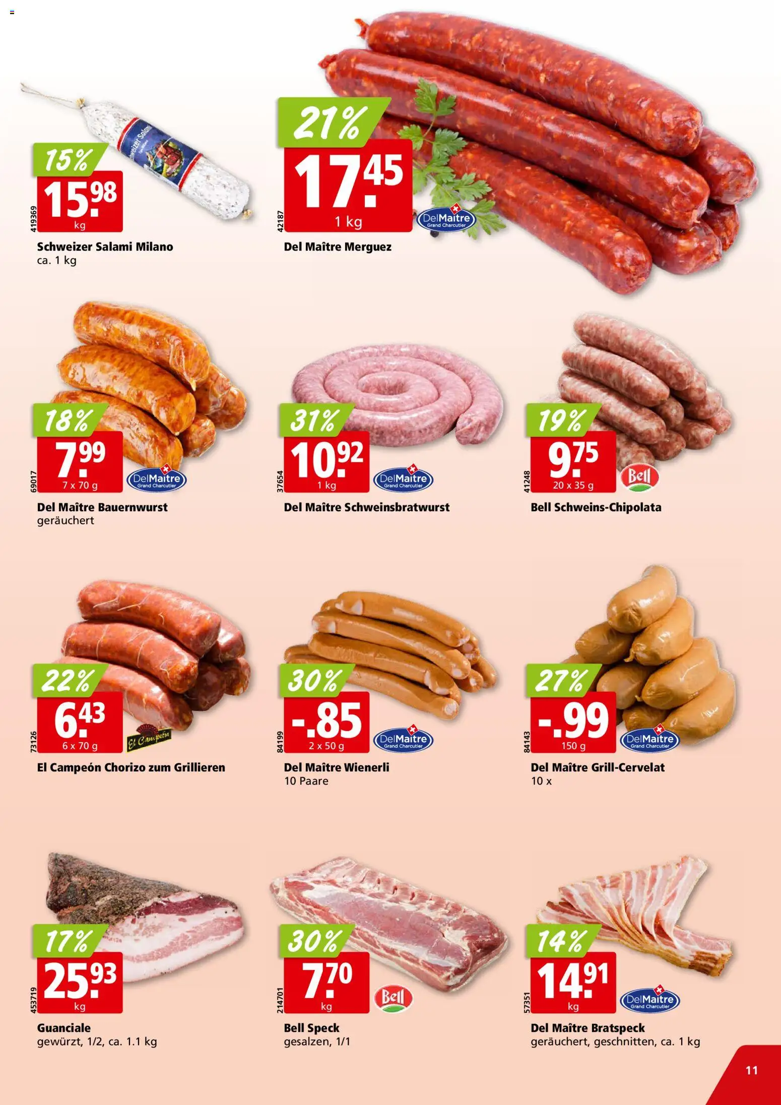 Aligro aktionen Chavannes, Matran, Genf, Sitten – gültig ab 27.07.2026 | Seite: 11 | Produkte: Salami