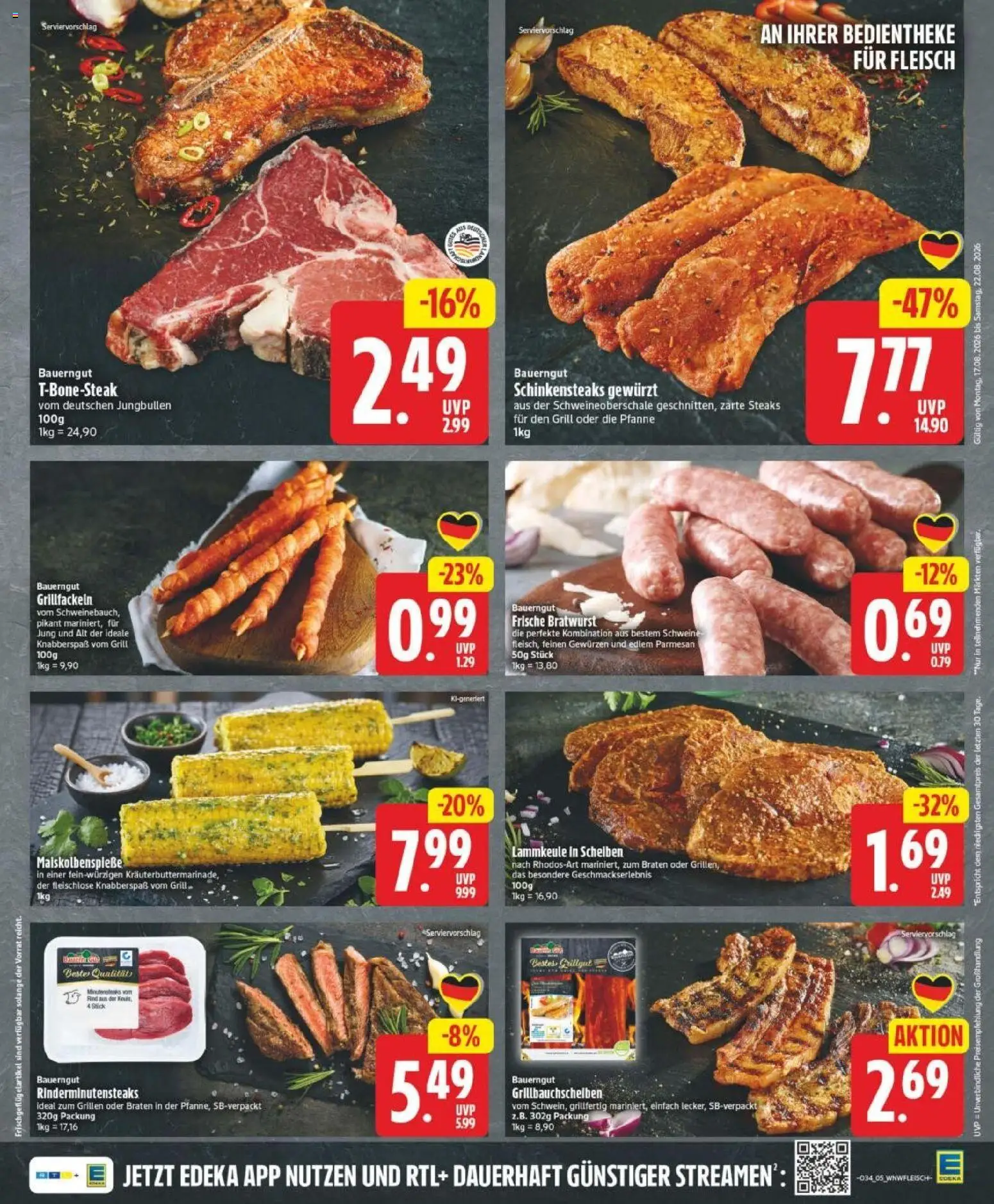 Edeka Prospekt Hannover – gültig ab 17.08.2026 | Seite: 5 | Produkte: Lammkeule, Grill, Bratwurst, Bauerngut