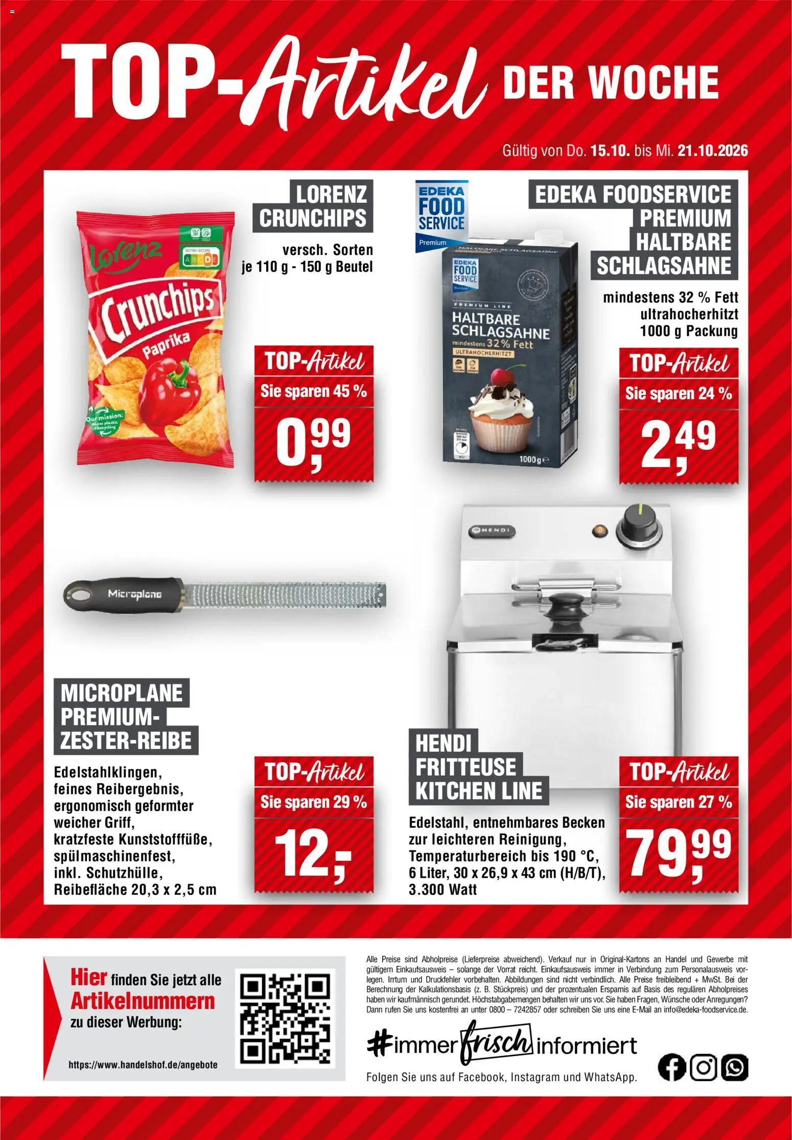Handelshof Prospekt – gültig ab 15.10.2026 | Seite: 24 | Produkte: Schlagsahne, Paprika, Fritteuse