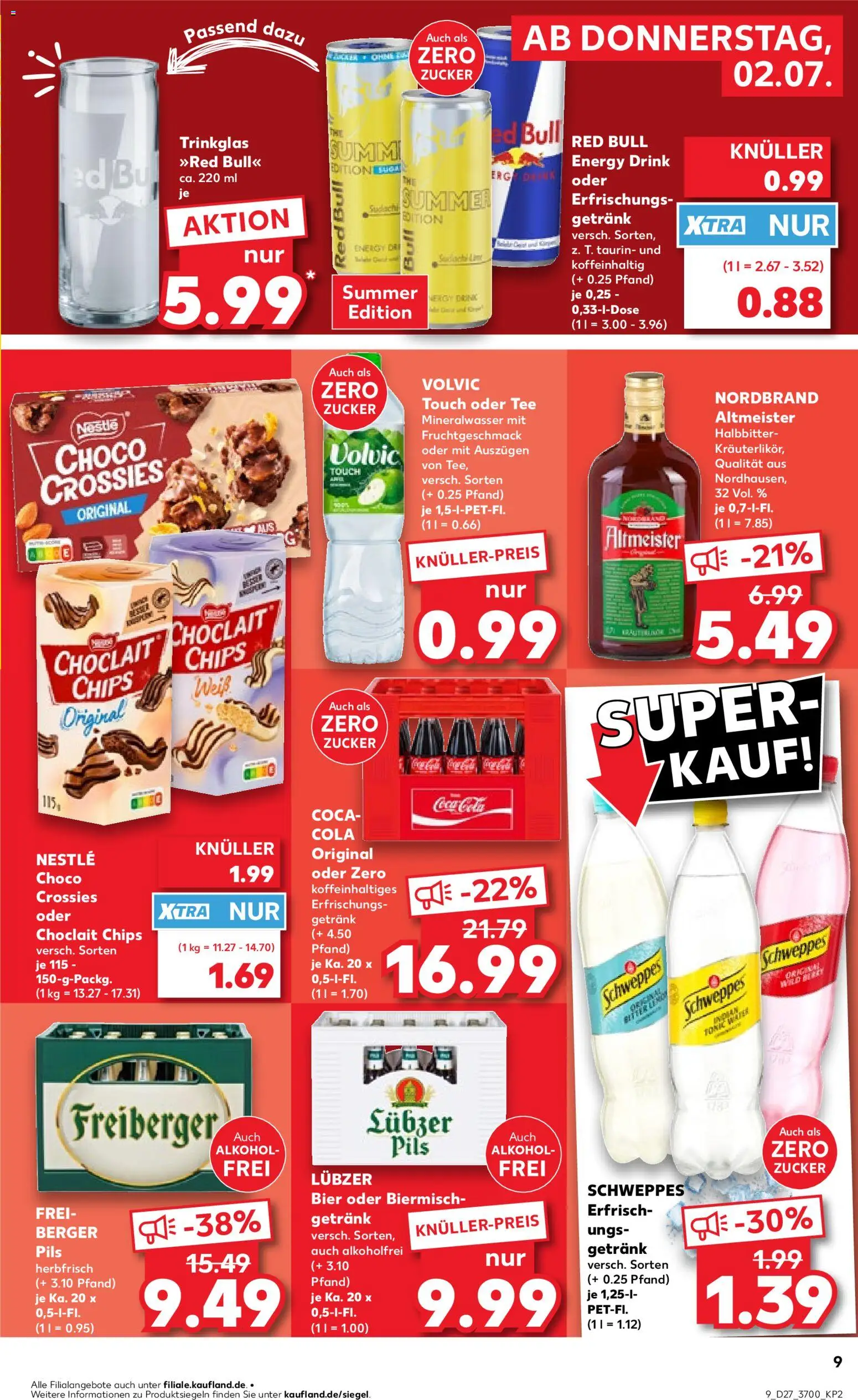 Kaufland Německo leták - Rostock od 02.07.2026 | Strana: 9 | Produkty: Coca cola, Red Bull, Cola, Energy drink