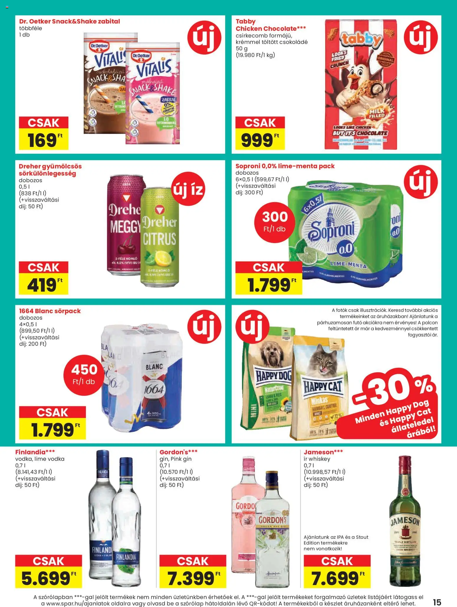 Spar akciós ujság - amely érvényes a következő dátumtól: 16.04.2026 | Oldal: 15 | Termékek: Lime, Whiskey, Meggy, Gin