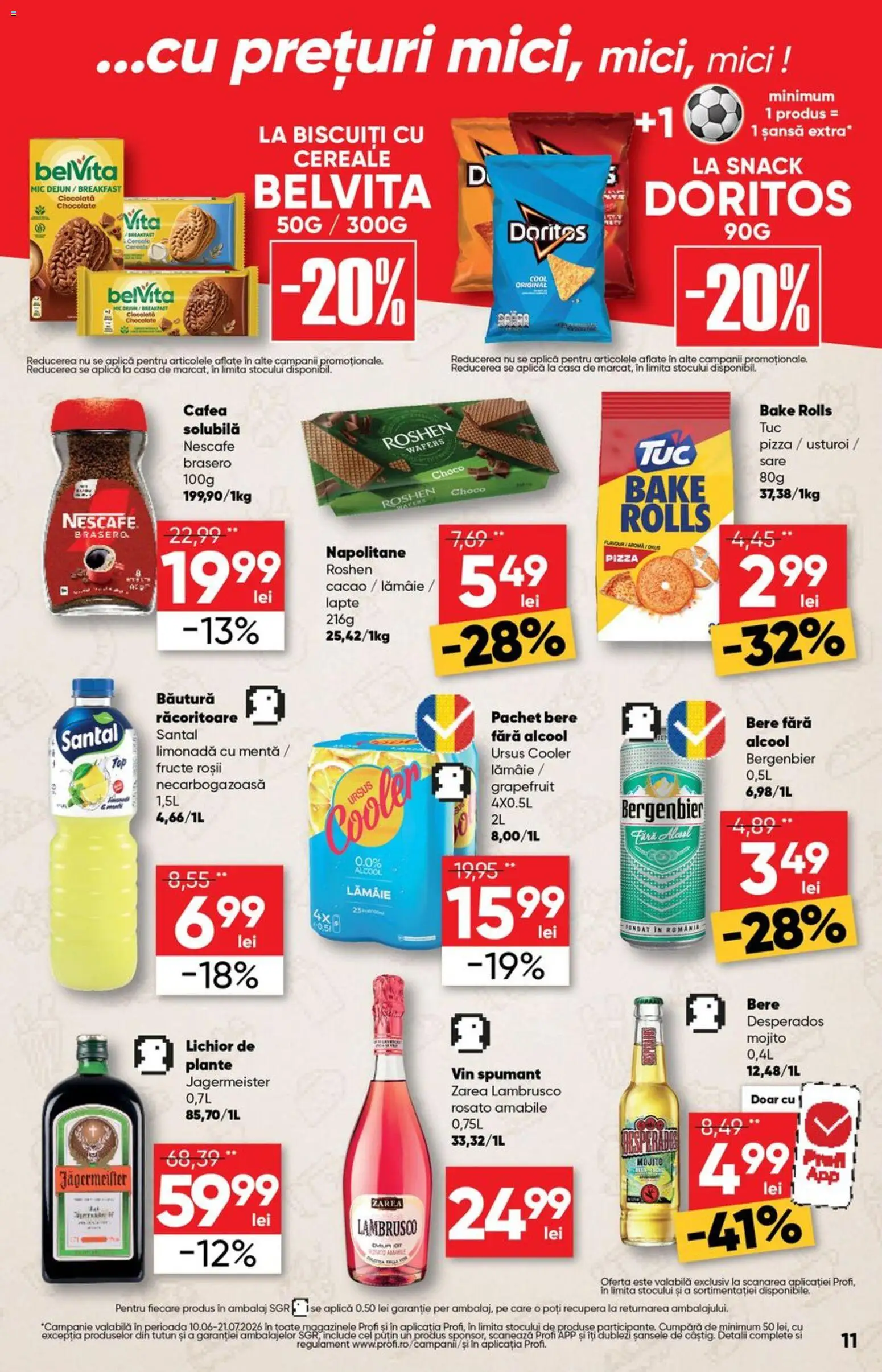 Noul catalog Profi – valabil de la 10.06.2026 | Pagină: 11 | Produse: Sıcak su torbası, Napolitane, Lapte, Cafea