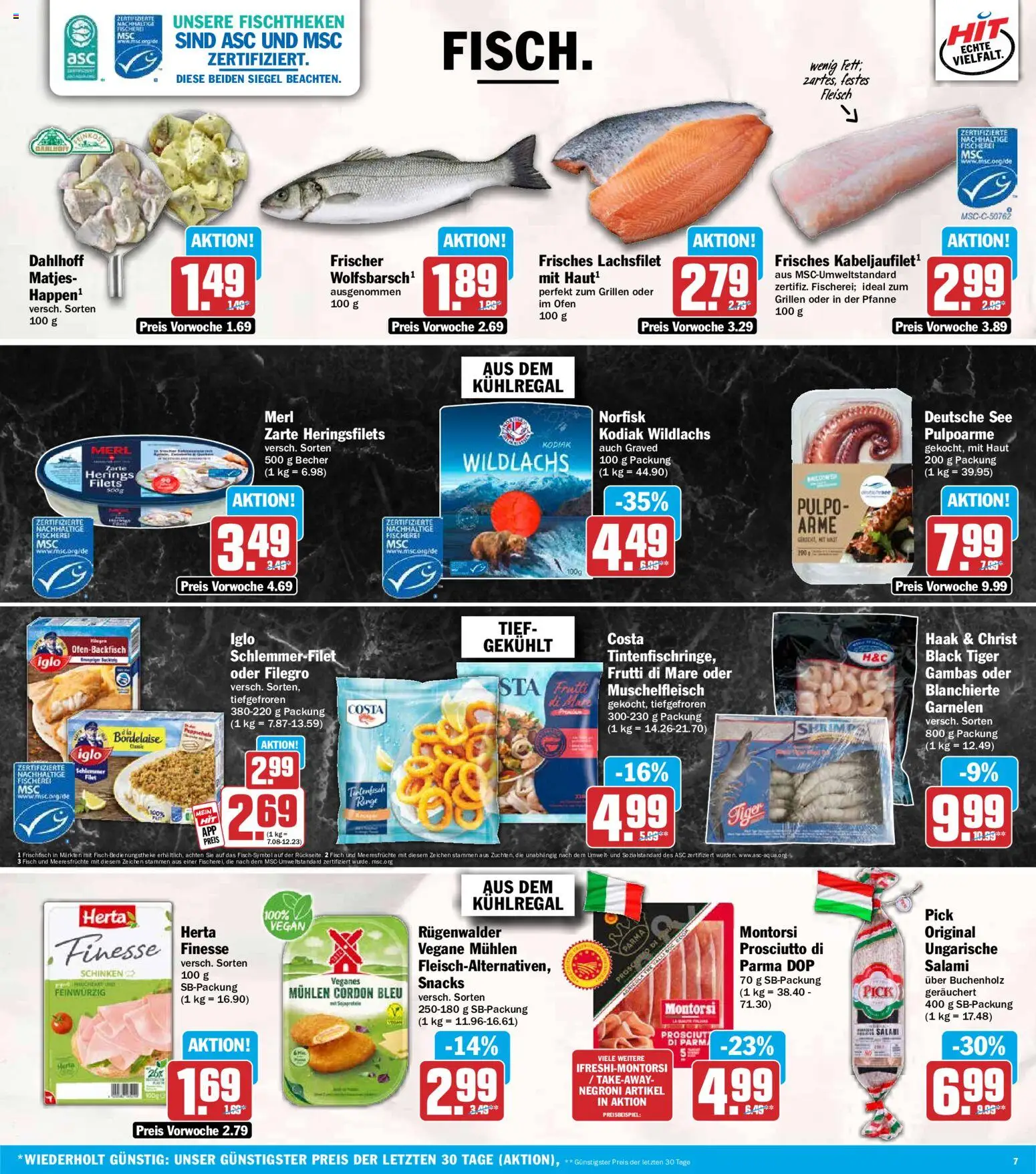 HIT Prospekt – gültig ab 20.07.2026 | Seite: 7 | Produkte: Garnelen, Meeresfrüchte, Schinken, Fleisch