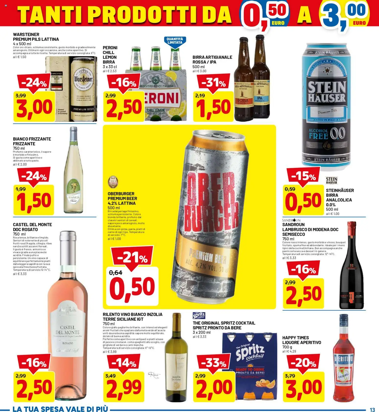 Volantino D Più del 14.05.2026 | Pagina: 13 | Prodotti: Vino, Vino bianco, Profumo, Aperitivo