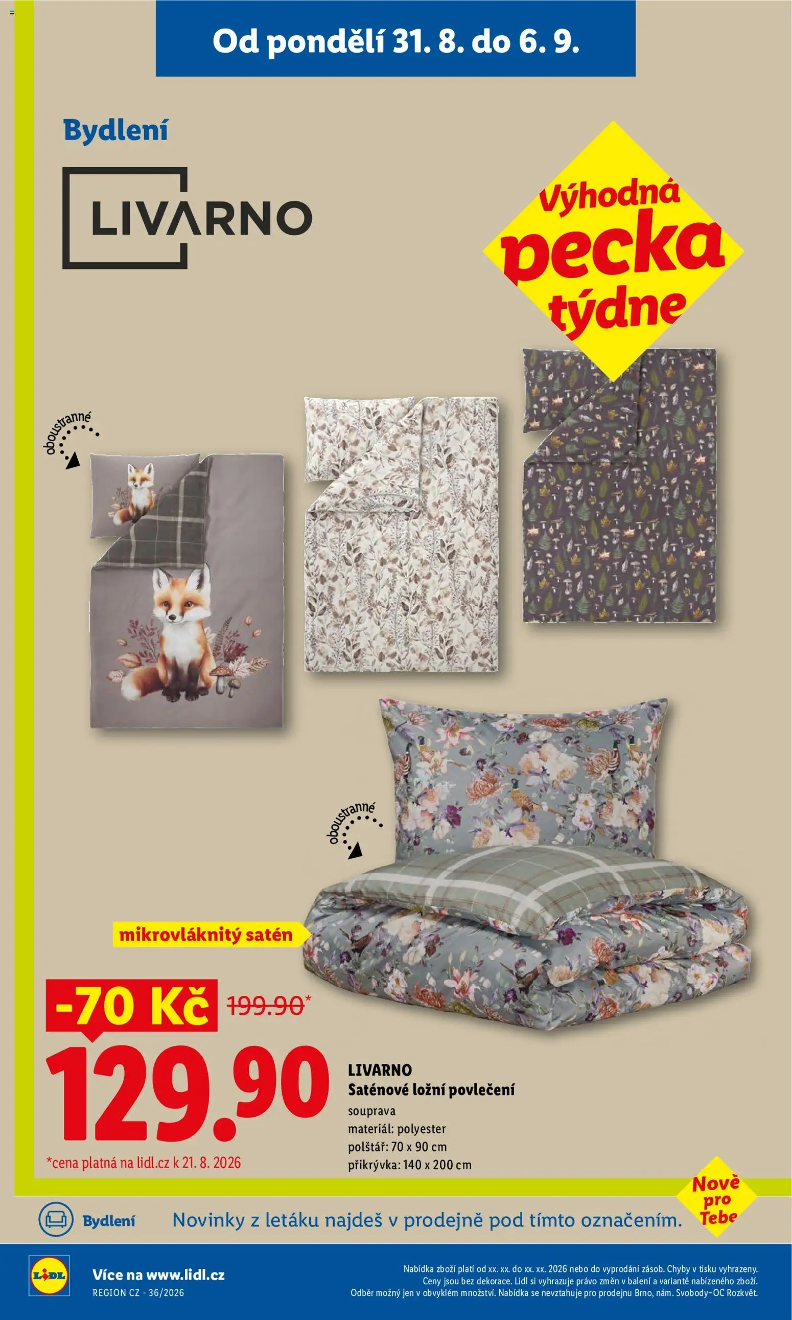 Lidl leták - Spotřební zboží od 31.08.2026 | Strana: 7 | Produkty: Povlečení, Ložní povlečení, Polštář, Přikrývka