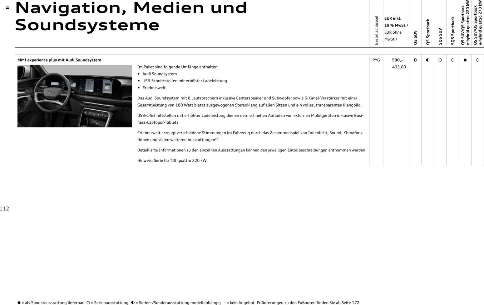 Audi Q5 – gültig ab 01.10.2026 | Seite: 112 | Produkte: Soundsystem