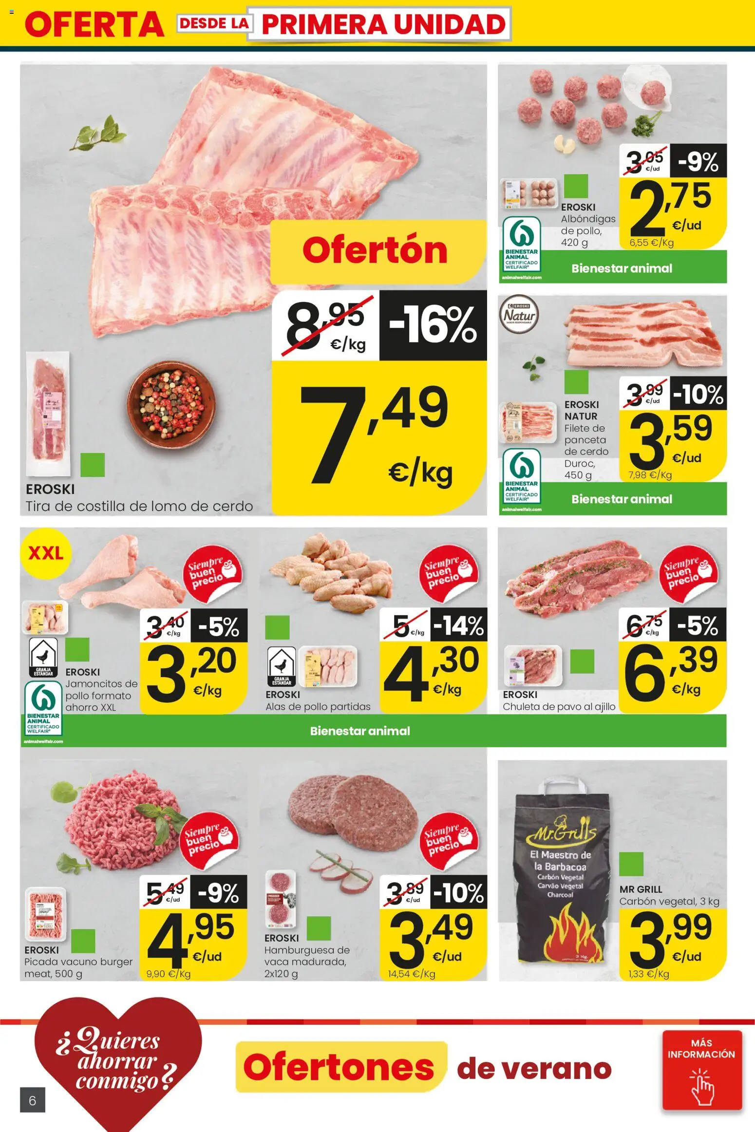 Eroski Ofertones de verano │ válido desde el 28.05.2026 | Página: 6 | Productos: Ηλεκτρικός φούρνος, Cerdo, Barbacoa, Σοκολατούχο γάλα