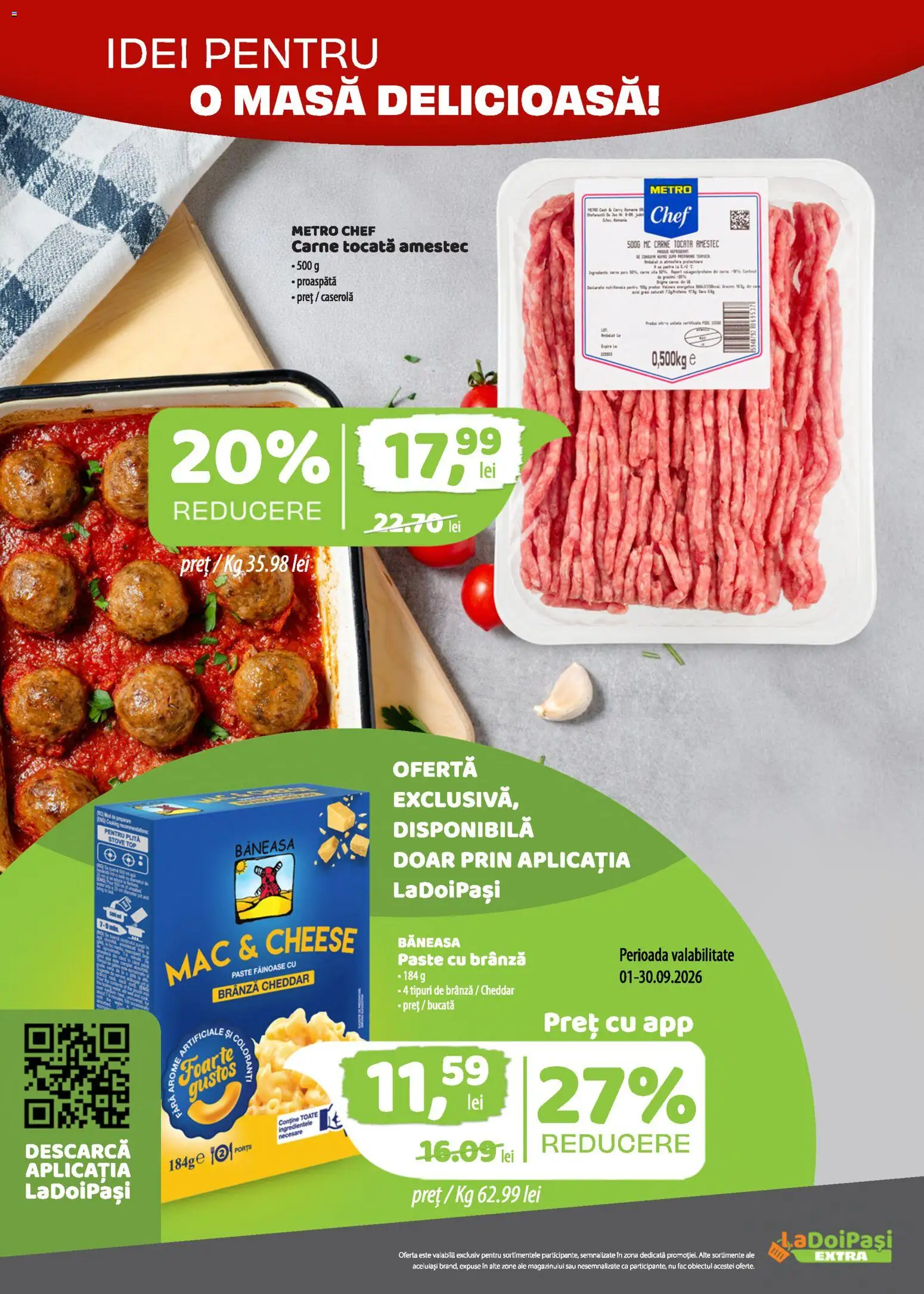Noul catalog LaDoiPași – valabil de la 16.09.2026 | Pagină: 7 | Produse: Caserola, Masă, Carne tocată, Paste