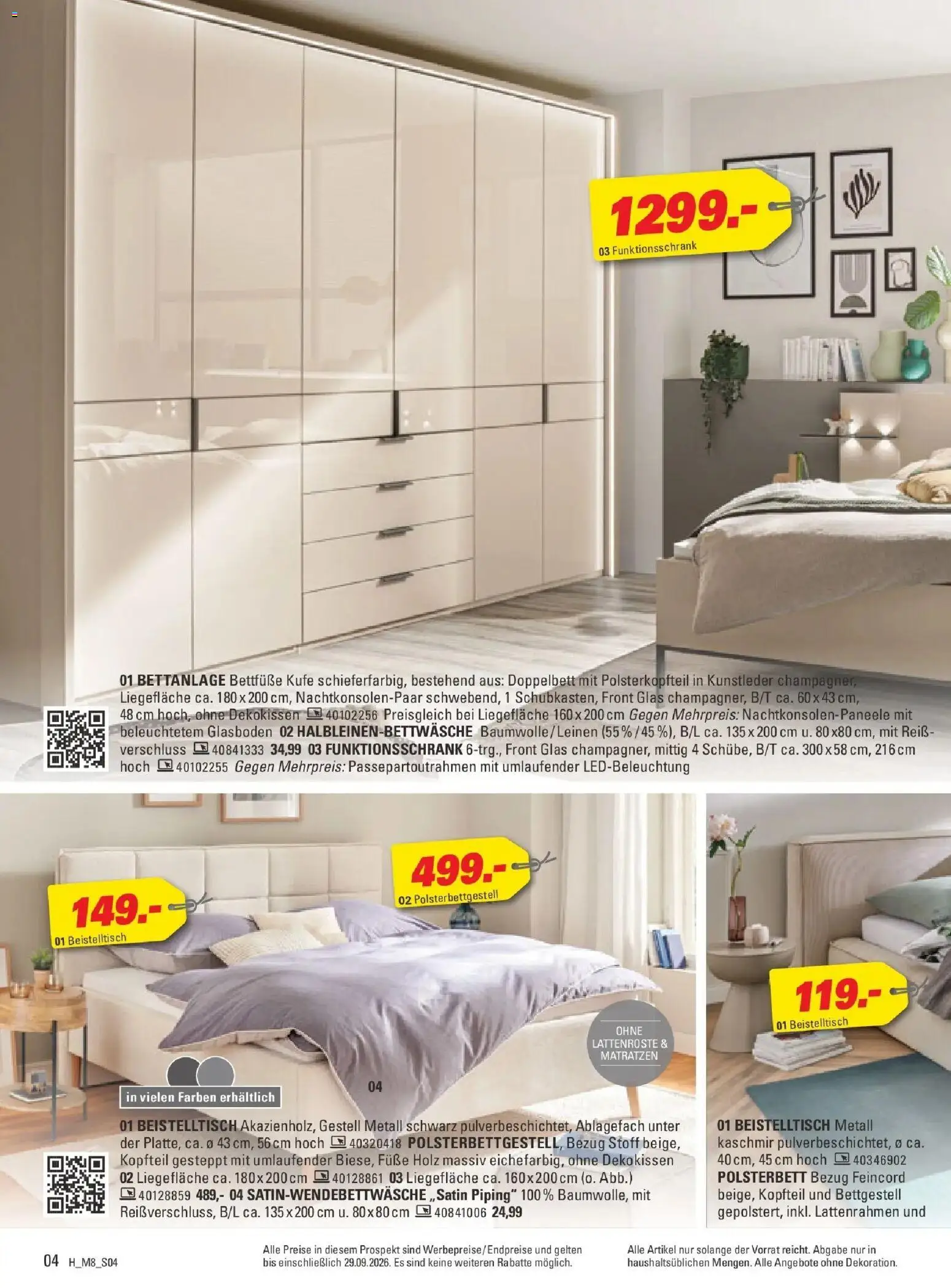 Höffner Prospekt Münster (ab 09.09.2026) zum Blättern | Seite: 4 | Produkte: Beistelltisch, Doppelbett, Polsterbett