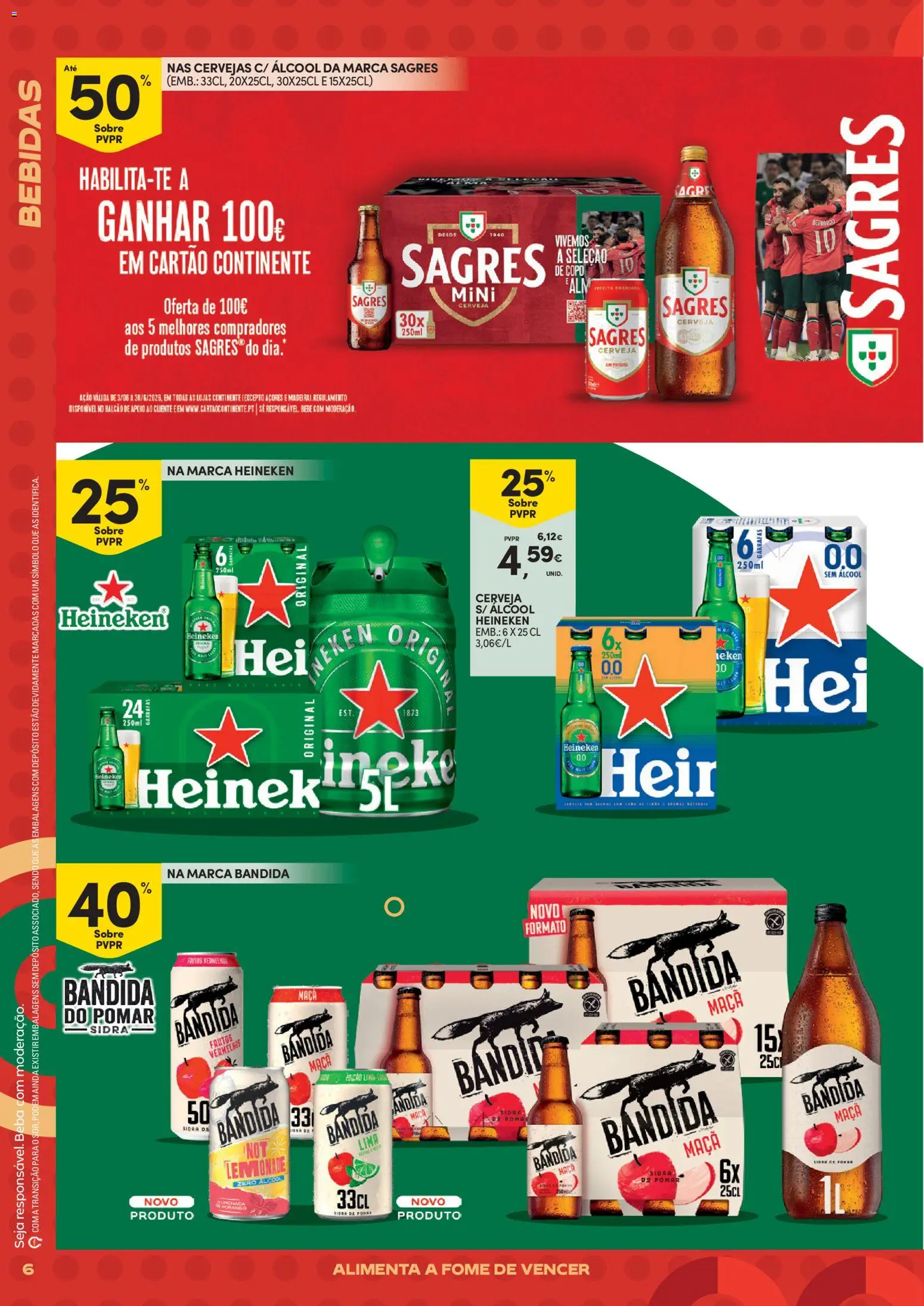Continente - Futebol Alimenta a fome de vencer │ válido de 09.06.2026 | Página: 6 | Produtos: Maça, Cerveja