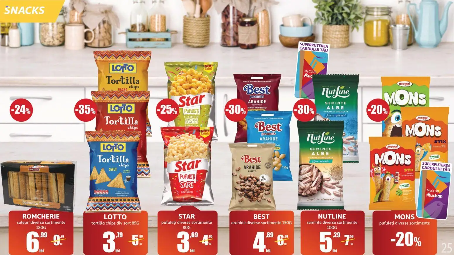 Noul catalog Auchan – valabil de la 10.06.2026 | Pagină: 24 | Produse: Arahide, Semințe, Pufuleți, Sare