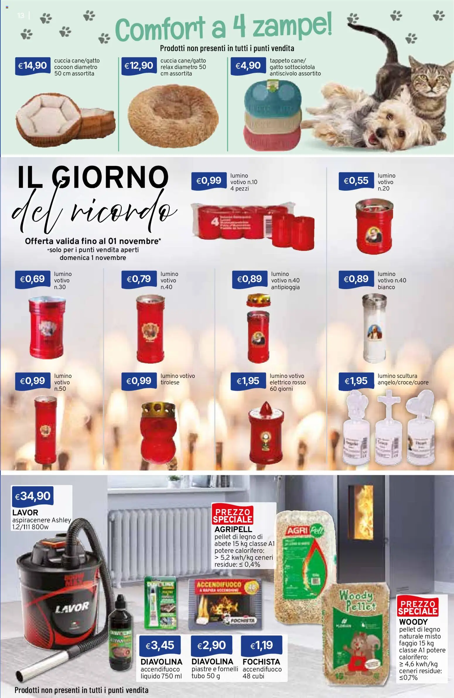 Volantino Sirene Blu del 01/10/2026 | Pagina: 13 | Prodotti: Pellet, Tubo, Aspiracenere, Tappeto