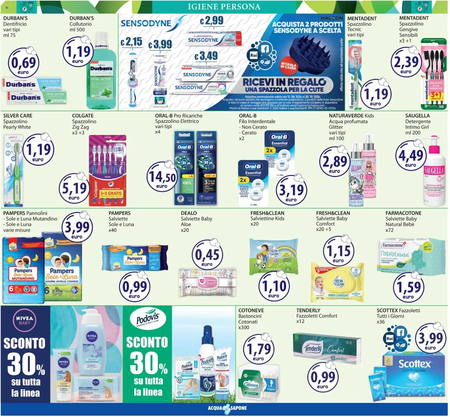 Volantino Acqua e Sapone del 24/09/2026 | Pagina: 9 | Prodotti: Spazzolino, Detergente, Fazzoletti, Intimo