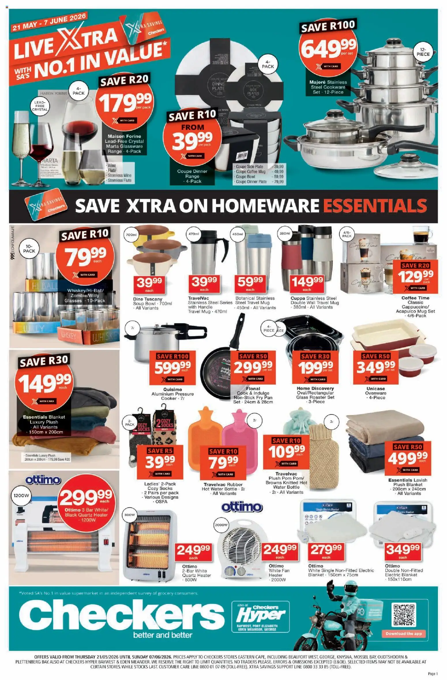 New Checkers catalogue – valid from 21.05.2026 | Page: 13 | Products: Plate, Coffee, Whiskey, Water