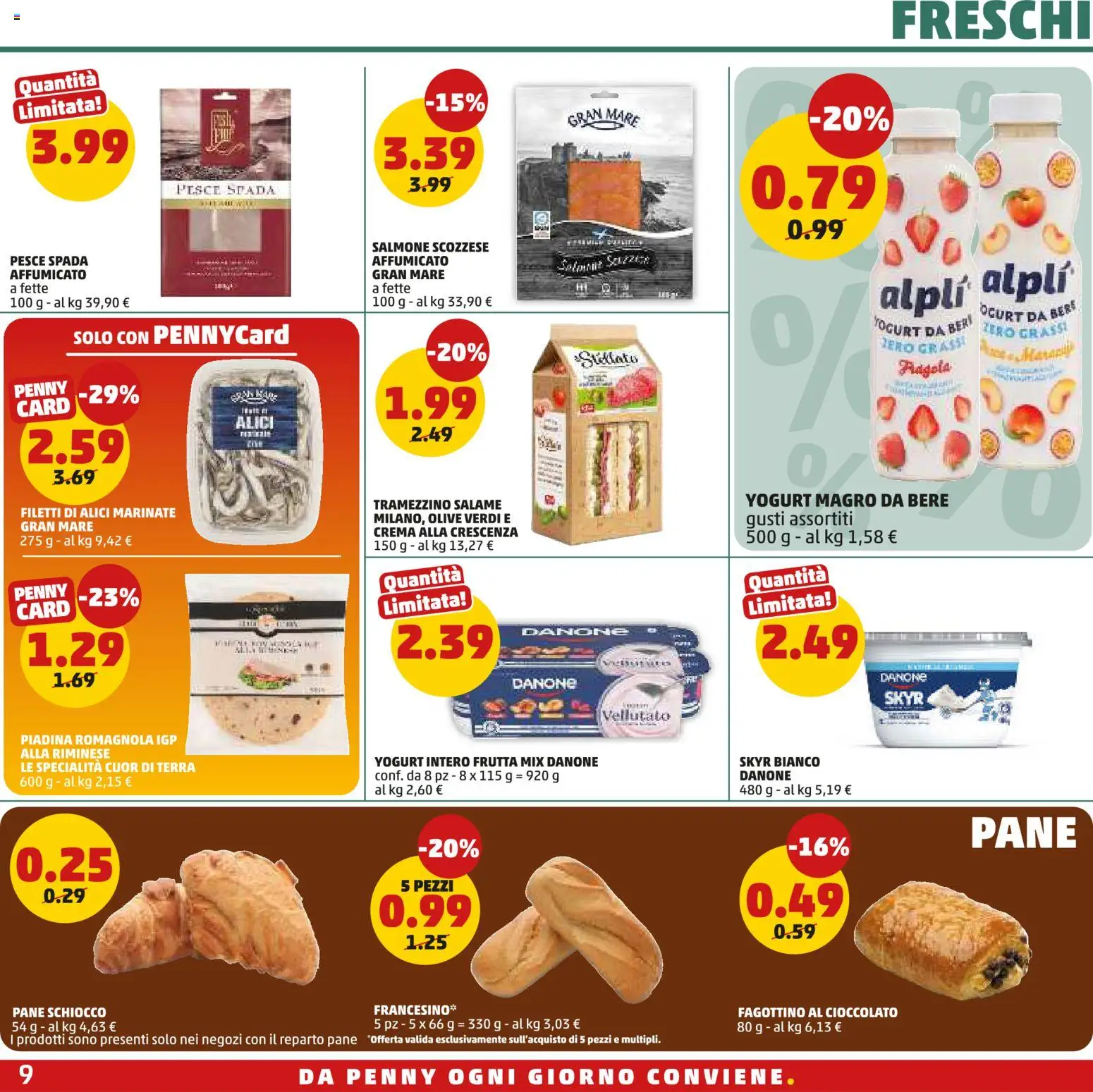 Volantino PENNY del 30/07/2026 | Pagina: 9 | Prodotti: Crema, Salmone, Piadina, Pesce spada
