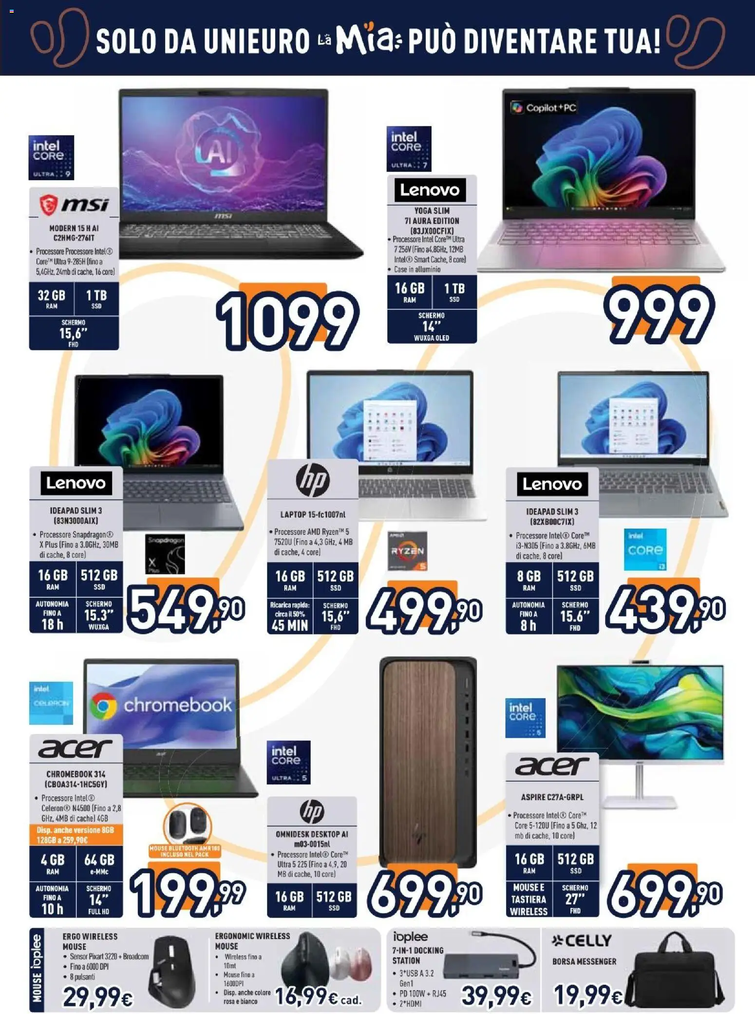 Volantino Unieuro del 29.05.2026 | Pagina: 15 | Prodotti: Mouse, Tastiera, Borsa, Alluminio