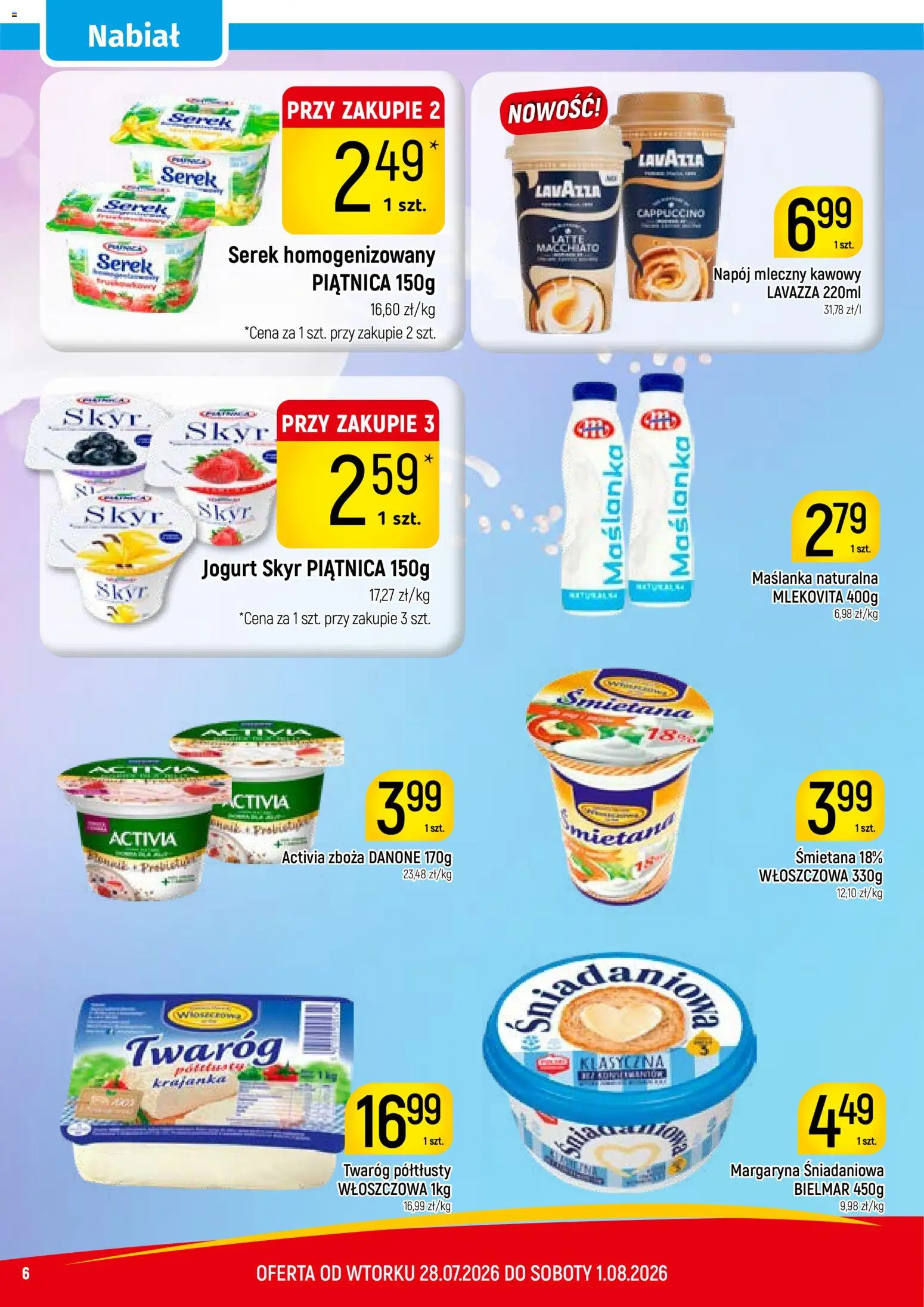 Piotruś Pan gazetka od 28.07.2026 | Strona: 6 | Produkty: Serek, Lavazza, Jogurt, Twaróg