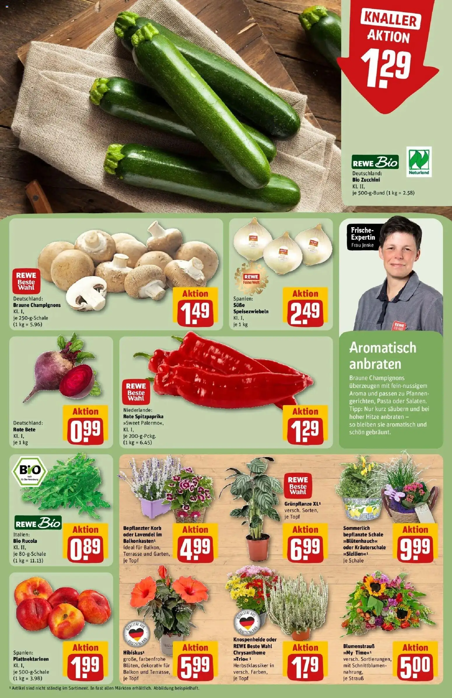 REWE Prospekt ab 17.08.2026 zum Blättern » Angebote | Seite: 9 | Produkte: Rucola, Korb, Pasta, Zucchini