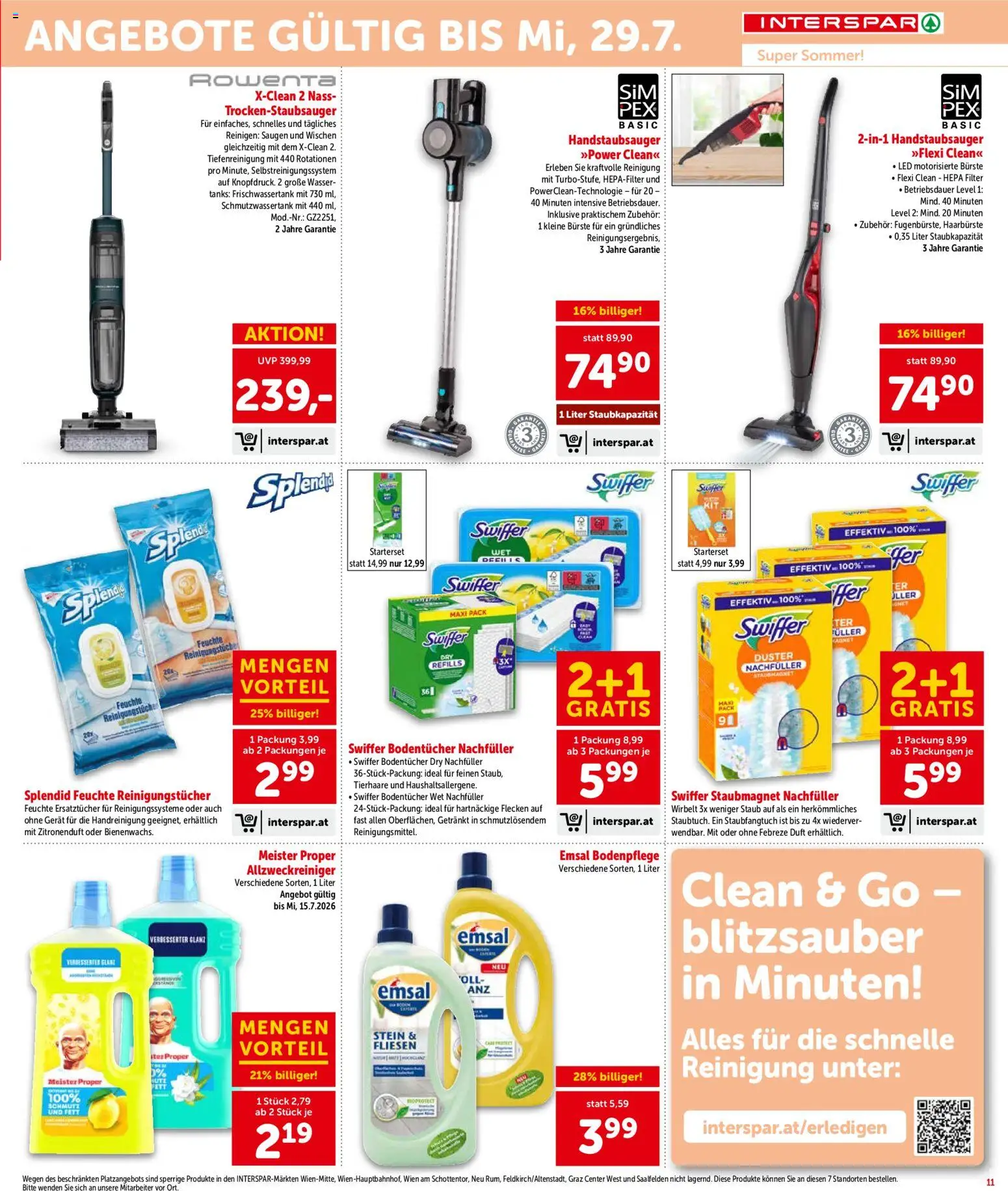 Interspar Flugblatt - Osttirol gültig ab 09.07.2026 | Seite: 12 | Produkte: Wasser, Duft, Bürste, Reinigungstücher