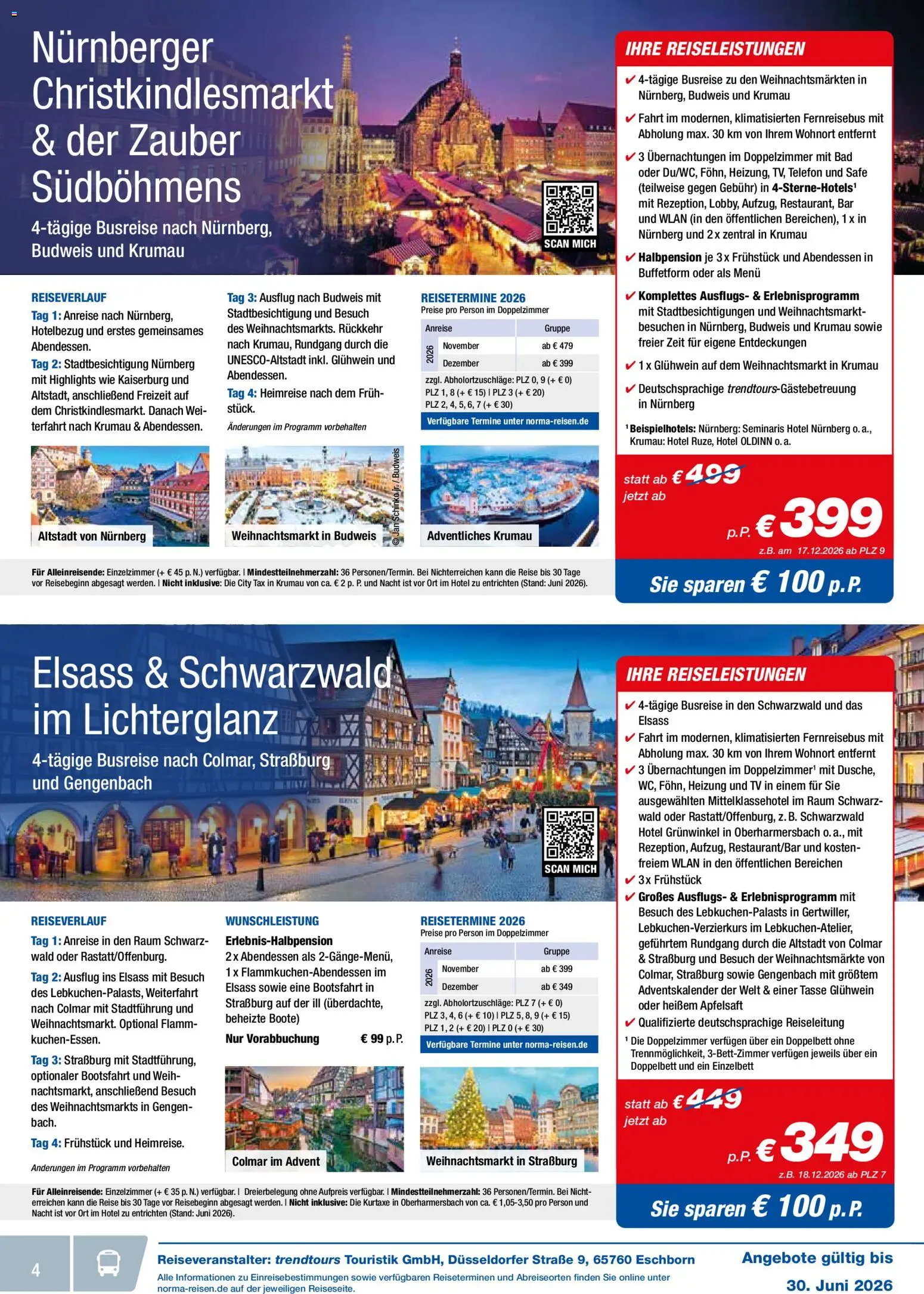 Norma Reisen – gültig ab 01.06.2026 | Seite: 4 | Produkte: Doppelbett, Bad, Apfelsaft, Telefon
