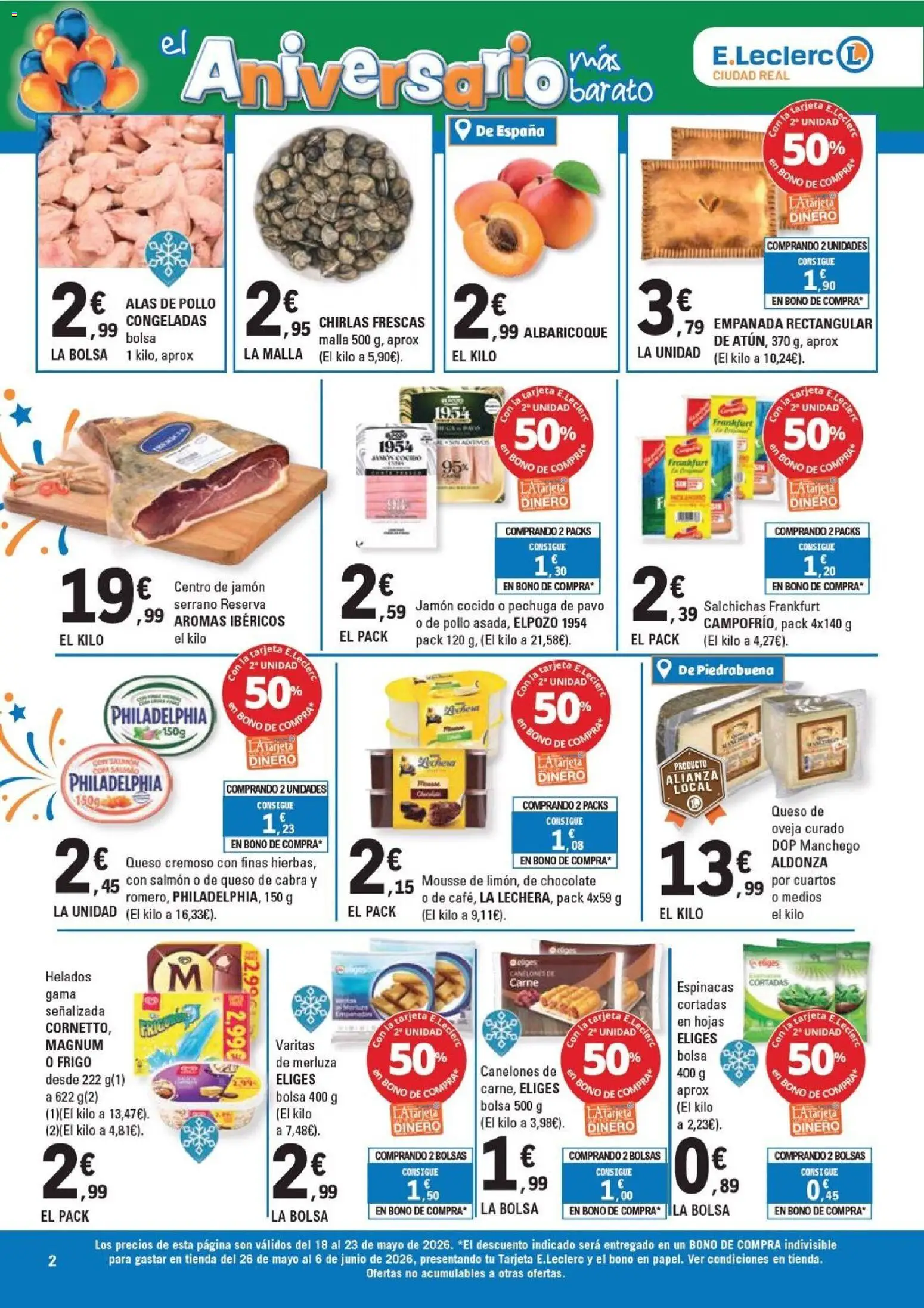 E.Leclerc Ciudad Real │ válido desde el 18.05.2026 | Página: 2 | Productos: Chocolate, Αποφλοιωτής σκόρδου, Bolsa, Canelones