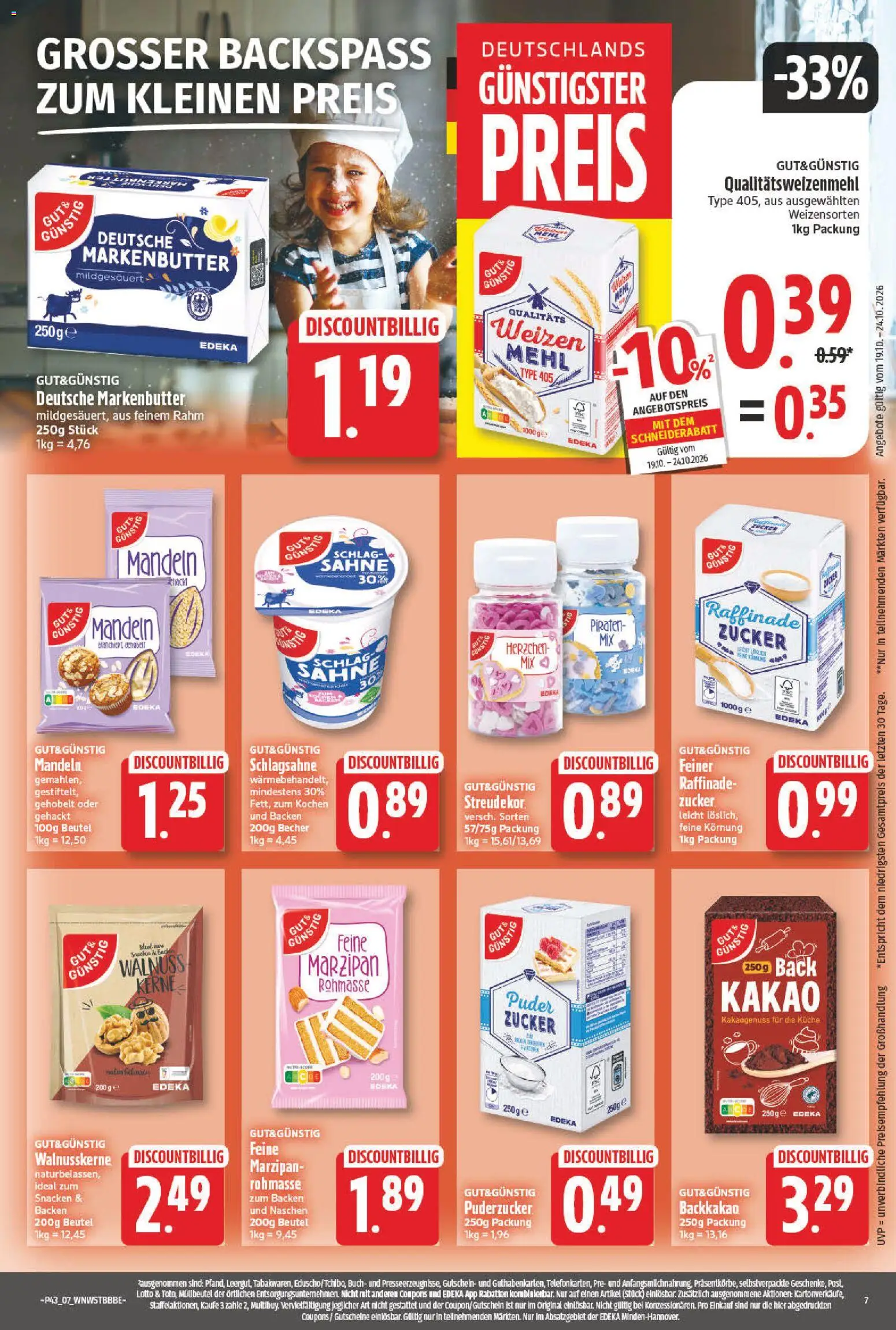 NP Discount Prospekt – gültig ab 19.10.2026 | Seite: 7 | Produkte: Mehl, Puder, Mandeln, Zucker