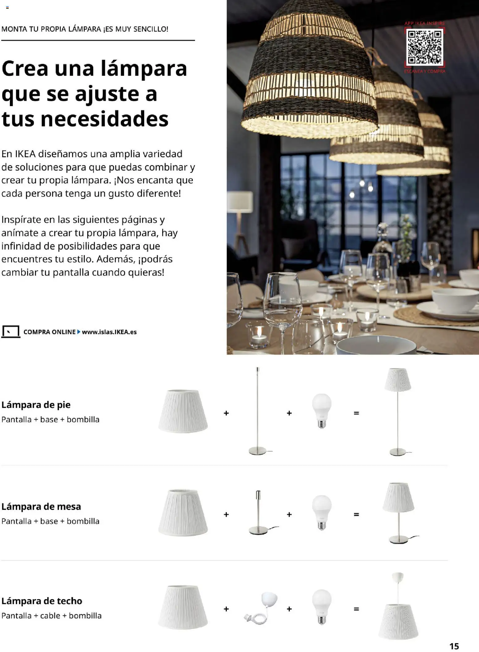 Catálogo IKEA Iluminación y hogar inteligente │ válido desde el 06.03.2026 | Página: 15 | Productos: Lámpara de techo, Bombilla, Mesa, Lámpara