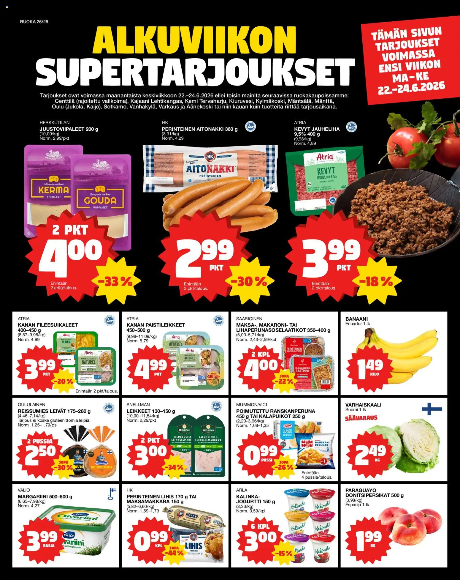 Tokmanni Ruokatarjoukset – voimassa 22/06/2026 alkaen | Sivu: 1