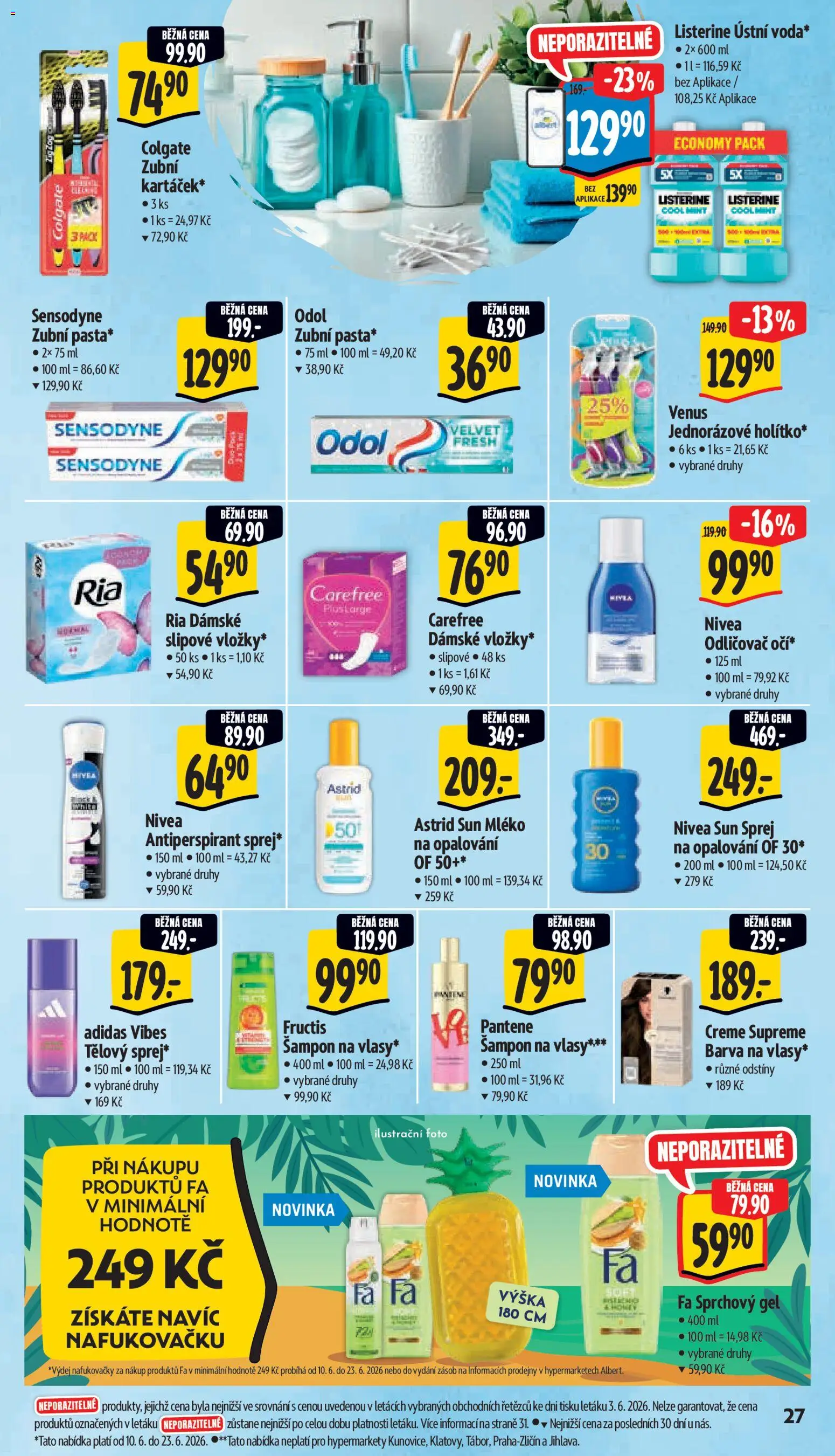 Albert leták - Hypermarket od 10.06.2026 | Strana: 37 | Produkty: Sprchový gel, Nivea, Listerine, Velvet
