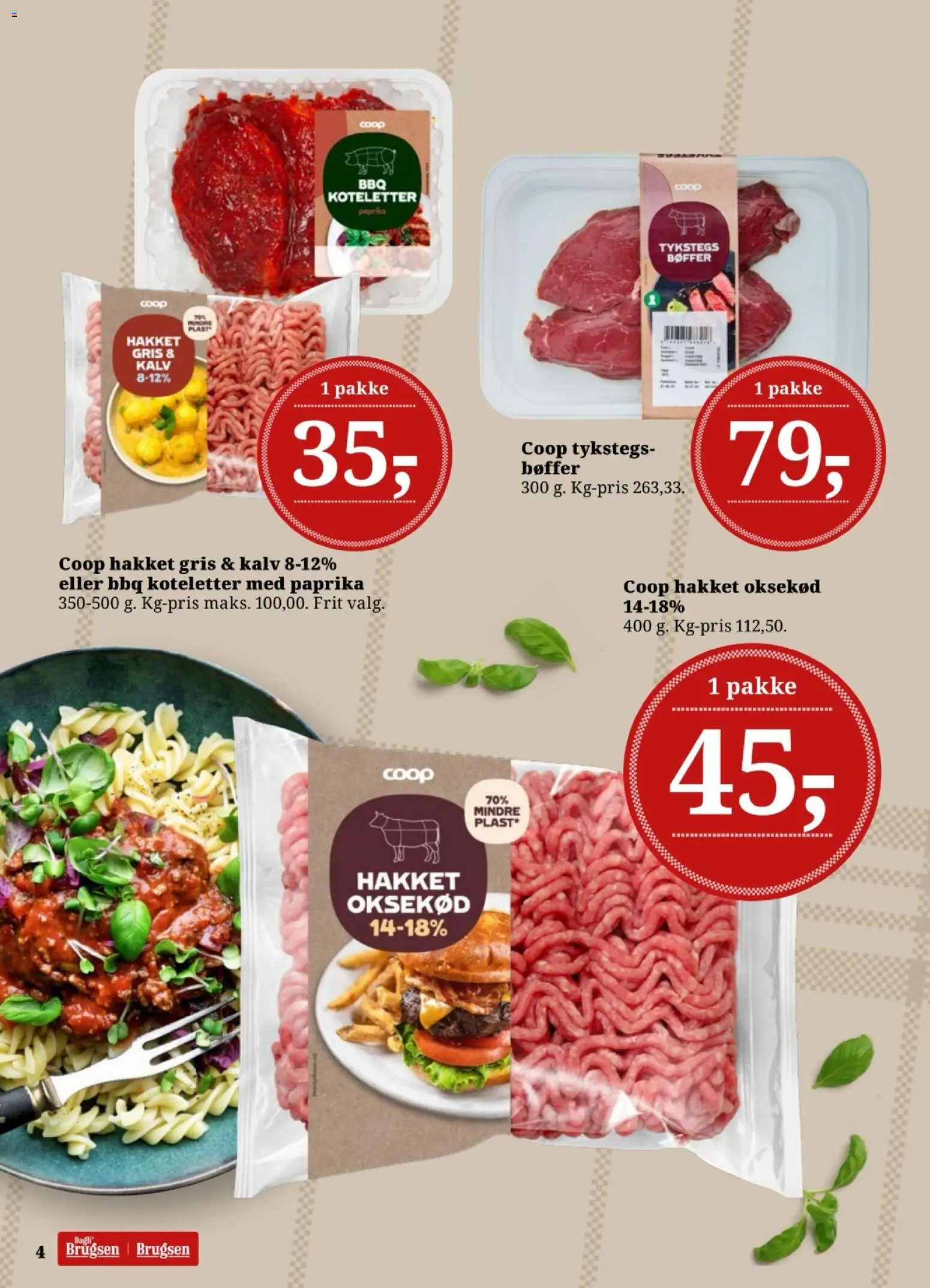 Dagli'Brugsen tilbudsavis – gyldig fra 31/07/2026 | Side: 4 | Produkter: Bøffer, Koteletter, Oksekød, Paprika