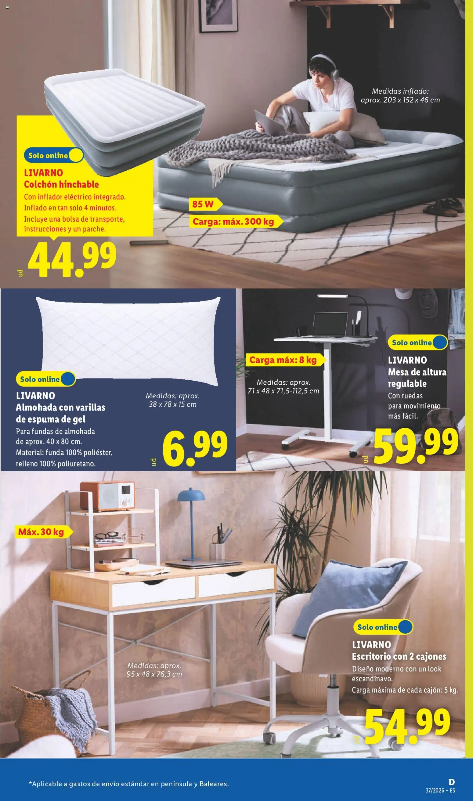 Lidl folleto de bazar │ válido desde el 07/09/2026 | Página: 3 | Productos: Inflador, Espuma, Colchon, Almohada