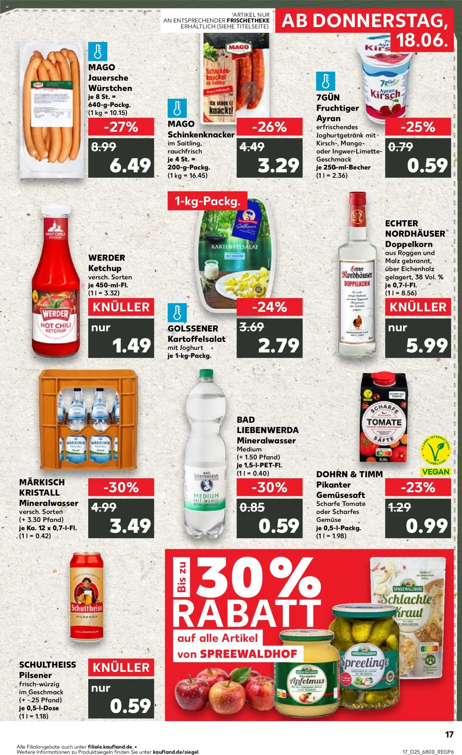 Kaufland Německo leták - Berlin od 18.06.2026 | Strana: 17 | Produkty: Doppelkorn, Vegan, Mango, Ayran