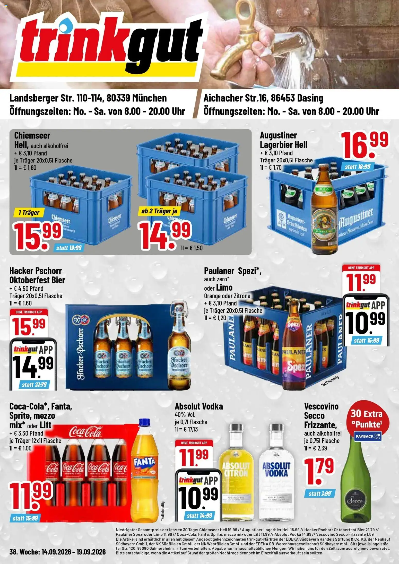 Trinkgut Prospekt Dasing (ab 14.09.2026) » Angebote online | Seite: 1 | Produkte: Fanta, Bier, Zitrone, Uhr