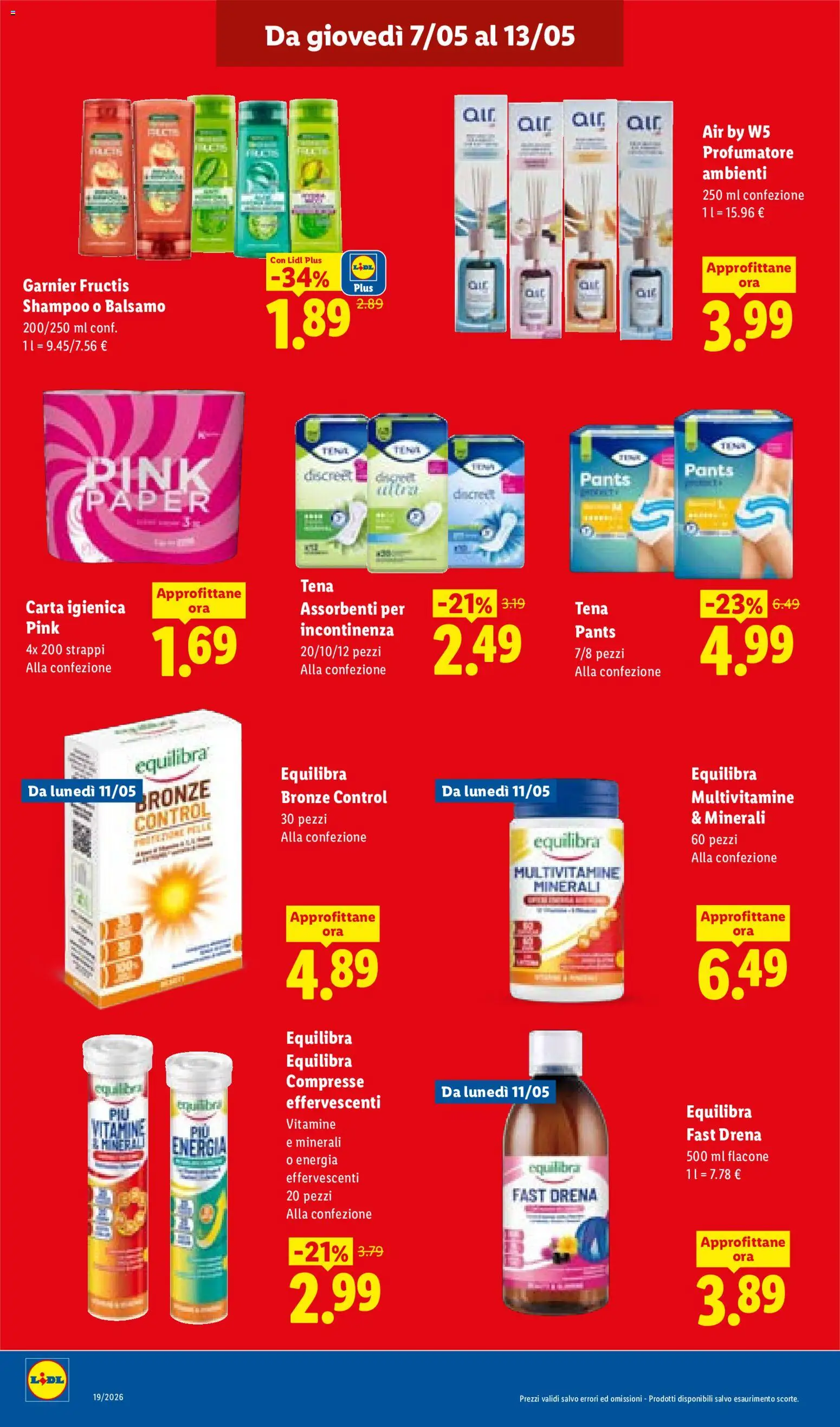 Volantino Lidl del 07.05.2026 | Pagina: 16 | Prodotti: Shampoo, Balsamo, Carta igienica, Profumatore ambienti