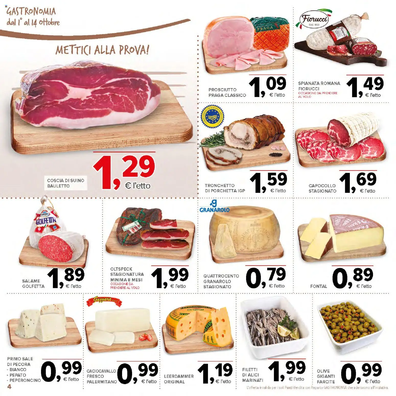 Volantino Todis del 01/10/2026 | Pagina: 4 | Prodotti: Porchetta, Sale, Peperoncino, Alici