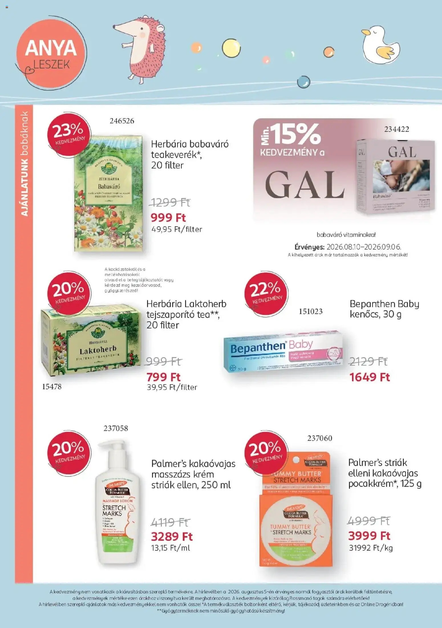 Rossmann akciós ujság - amely érvényes a következő dátumtól: 2026.08.10. | Oldal: 6 | Termékek: Bepanthen, Krém, Tea