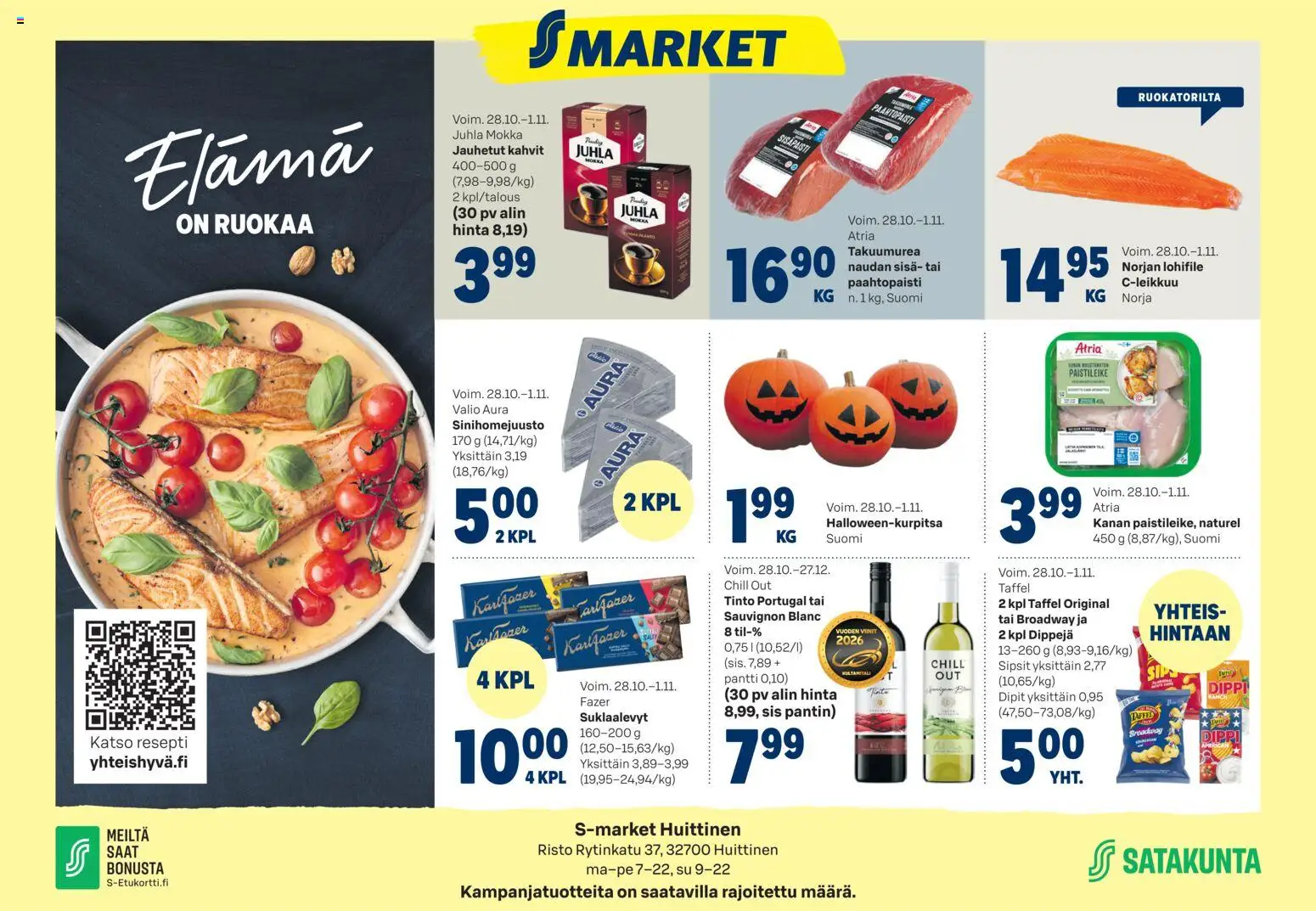 S-market tarjoukset Huittinen – voimassa 28/10/2026 alkaen | Sivu: 1 | Tuotteet: Juhla Mokka, Suklaalevyt