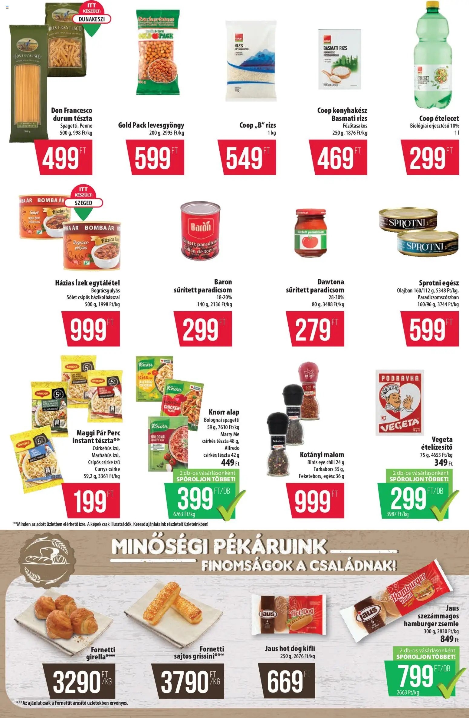 COOP akciós ujság - amely érvényes a következő dátumtól: 11.06.2026 | Oldal: 5 | Termékek: Spagetti, Hamburger zsemle, Sprotni, Csirkehús