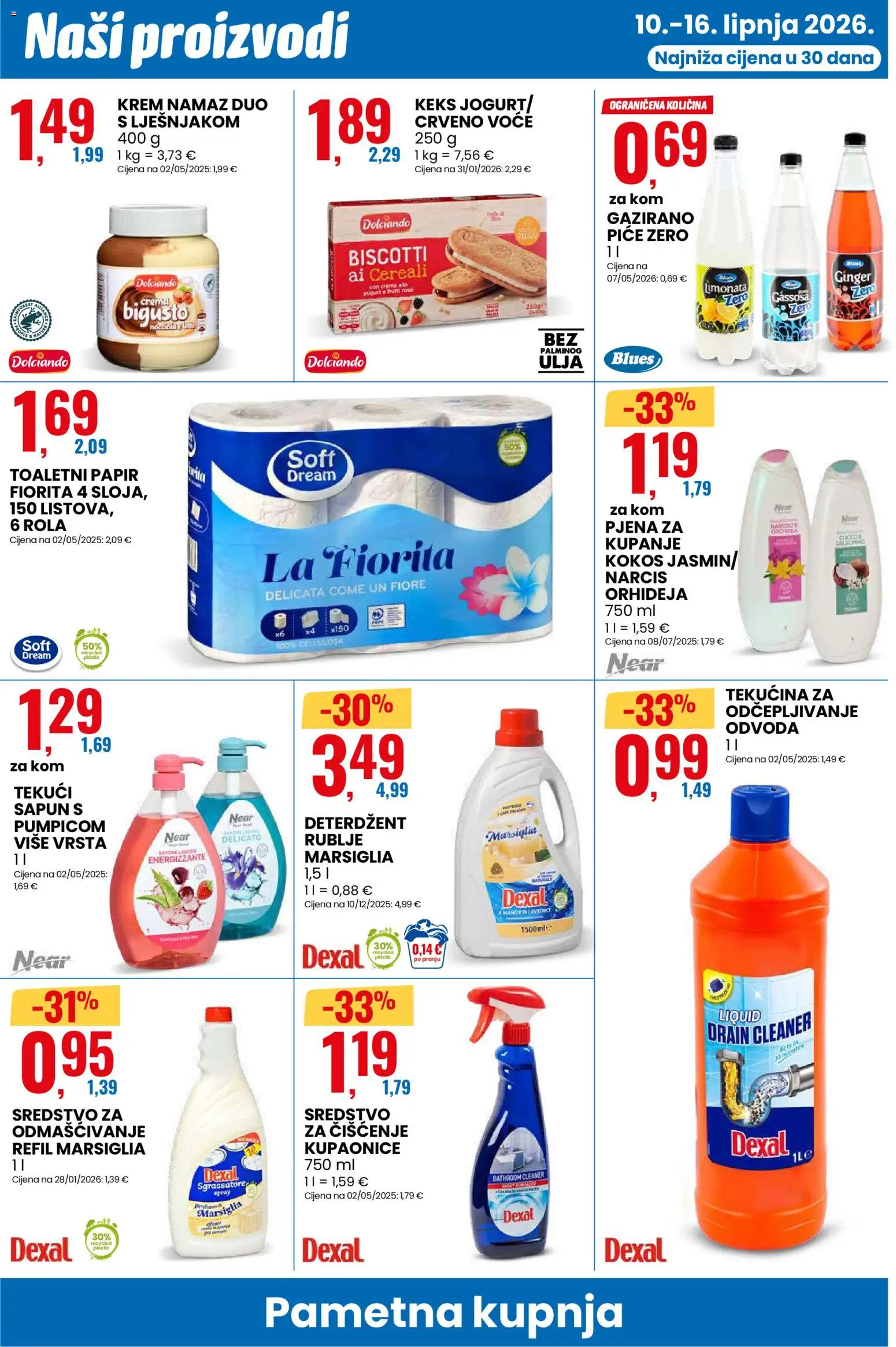 Eurospin katalog | vrijedi od 10.06.2026 | Stranica: 10 | Proizvodi: Jogurt, Keks, Toaletni papir, Namaz