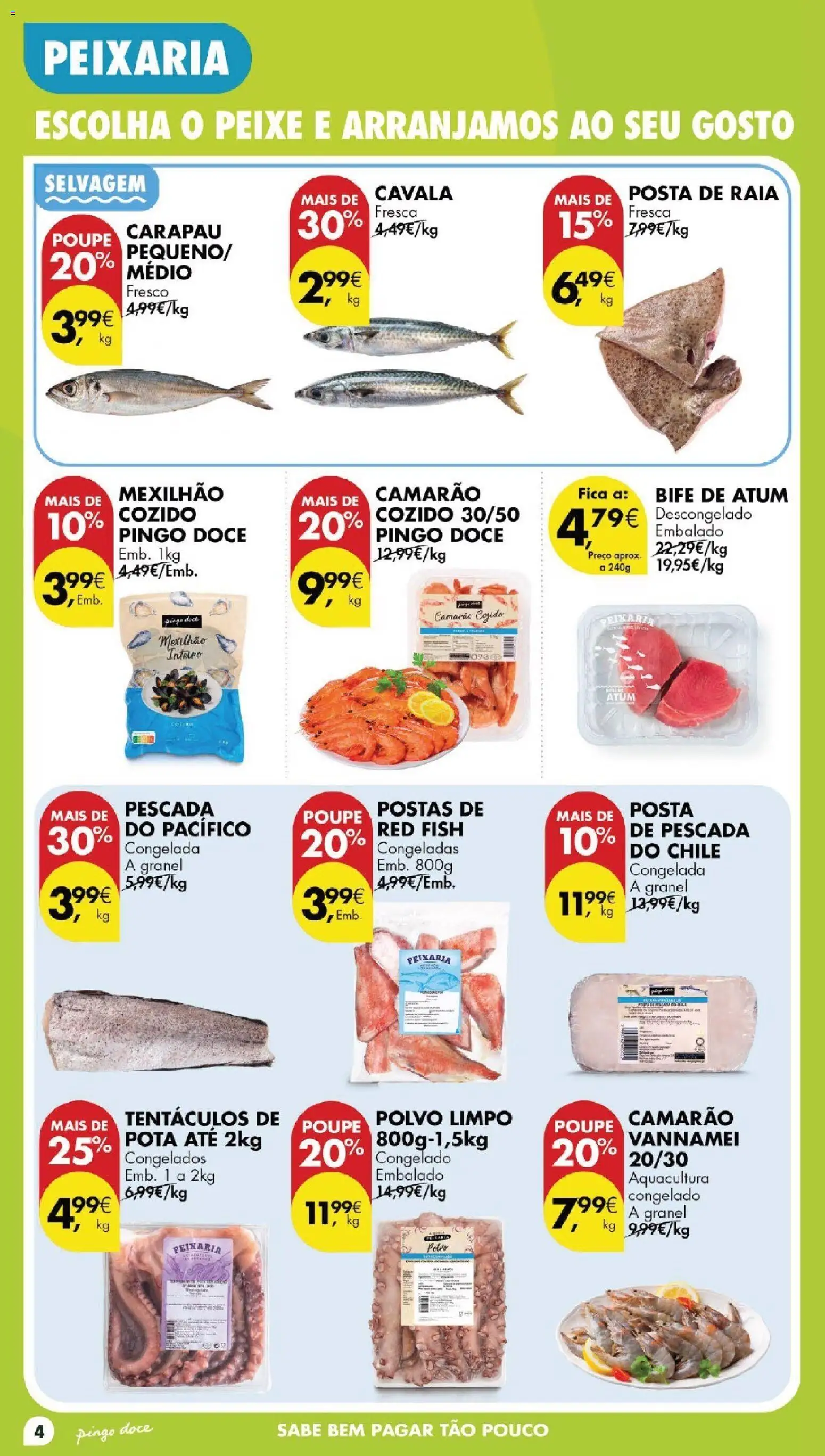 Pingo Doce folheto │ válido de 20/10/2026 | Página: 4 | Produtos: Atum, Pescada, Camarão, Peixe