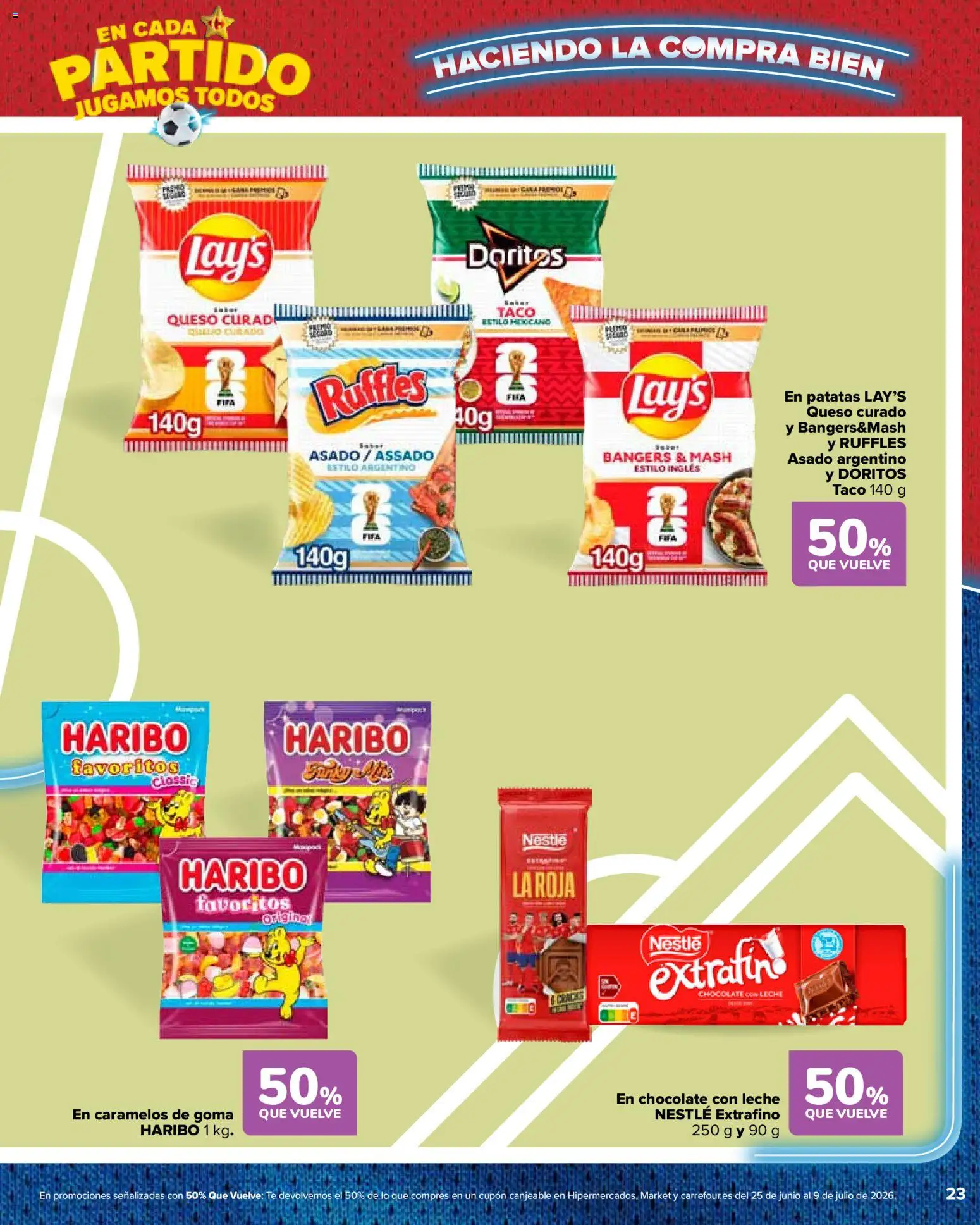 Carrefour La Fiesta del Futbol │ válido desde el 11.06.2026 | Página: 23 | Productos: Leche, Queso, Chocolate, Chocolate con leche
