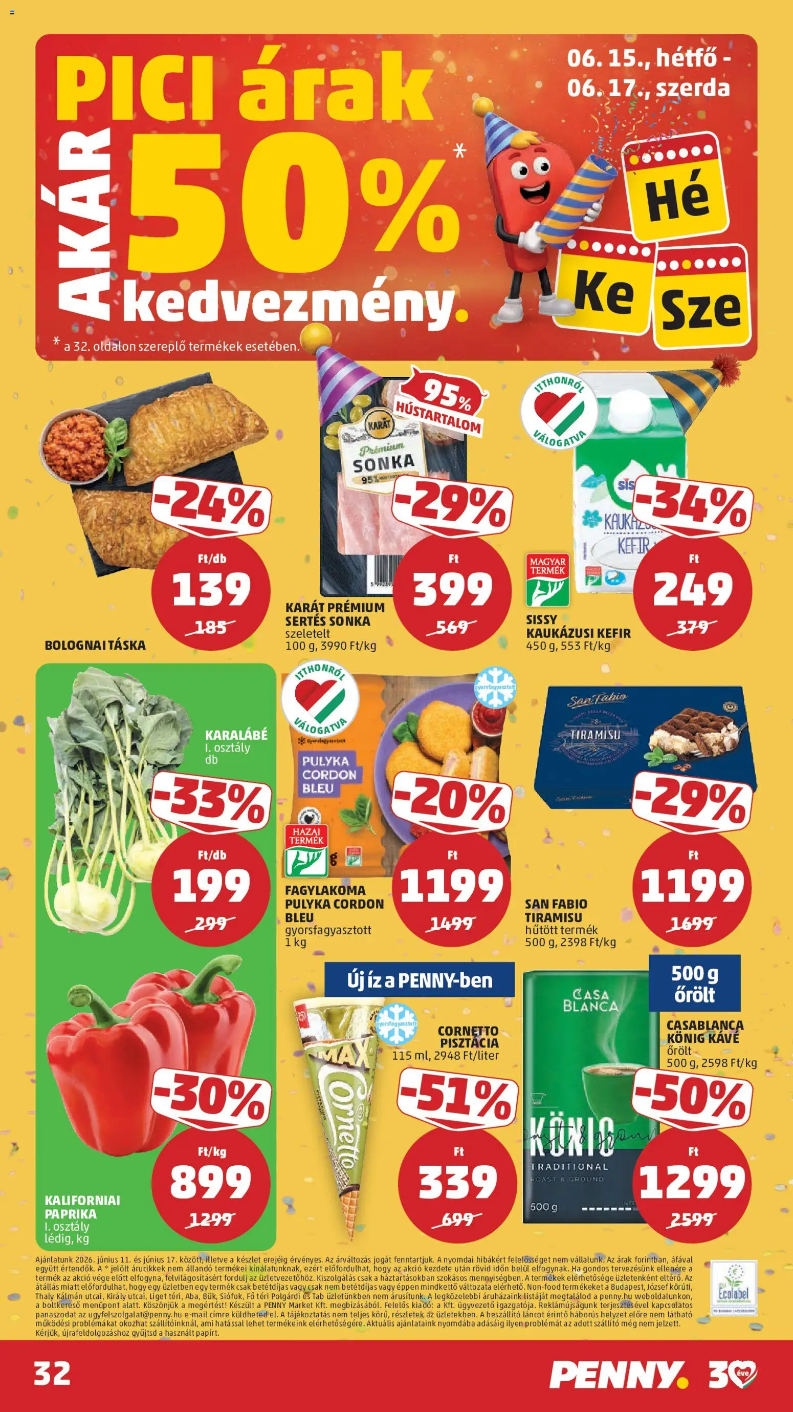 PENNY akciós ujság - amely érvényes a következő dátumtól: 11.06.2026 | Oldal: 36 | Termékek: Táska, Kefir, Kaliforniai paprika, Kaukázusi kefír