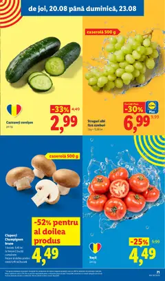 Ofertele Lidl valabile de la 17.08.2026 | Pagină: 71 | Produse: Caserola, Ciuperci, Roșii, Castraveți
