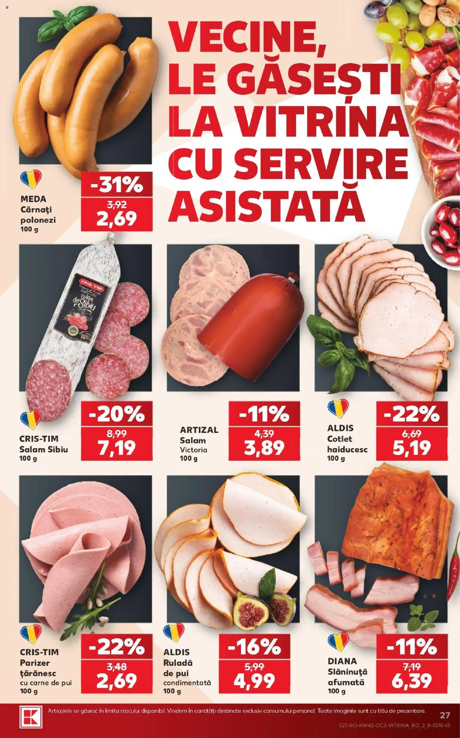 Noul catalog Kaufland – valabil de la 14.10.2026 | Pagină: 27 | Produse: Ruladă, Carne De Pui, Parizer, Cârnați
